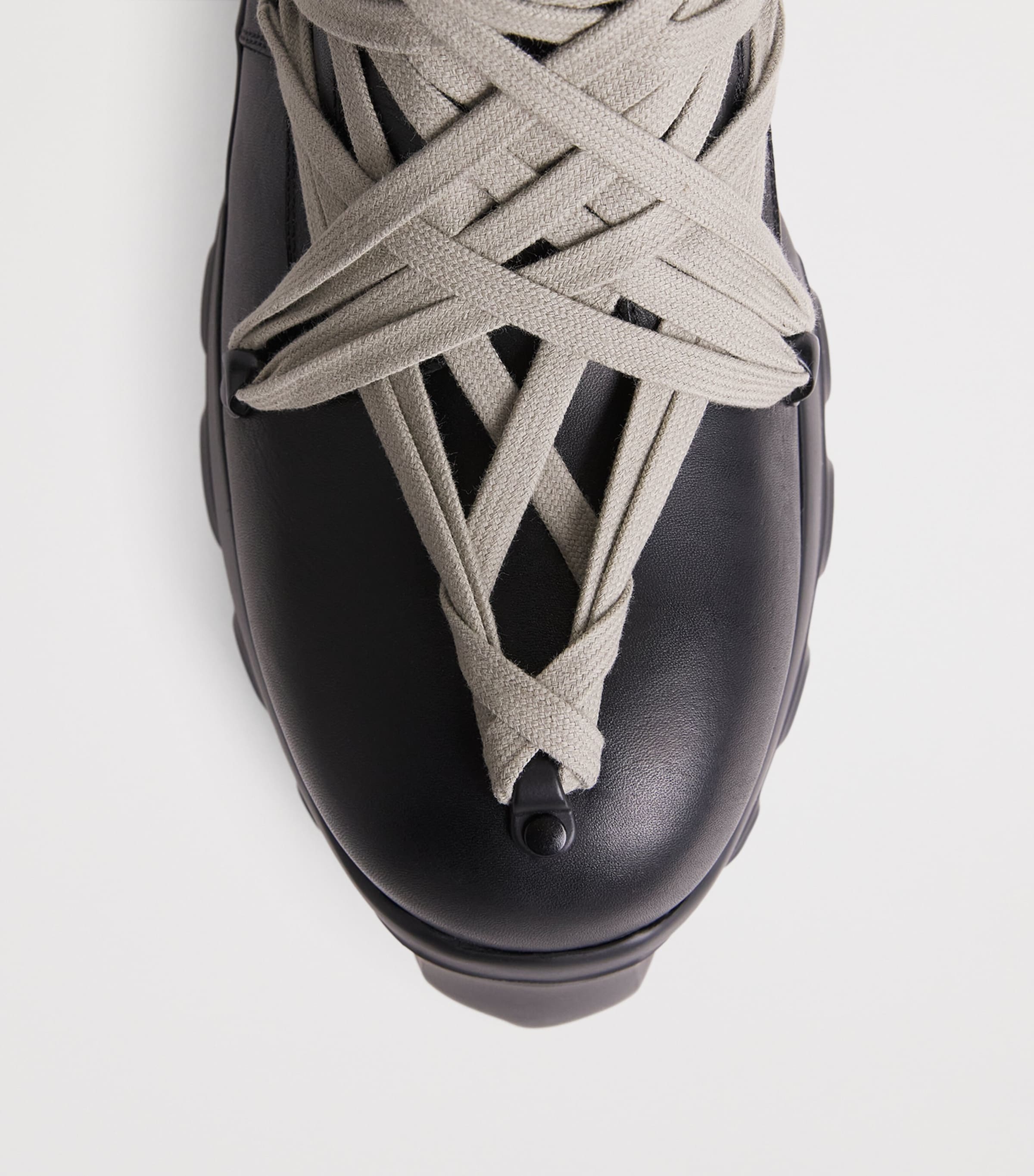 Rick Owens Leather Megalace Mega Tractor Boots Black/pearl Image 6
