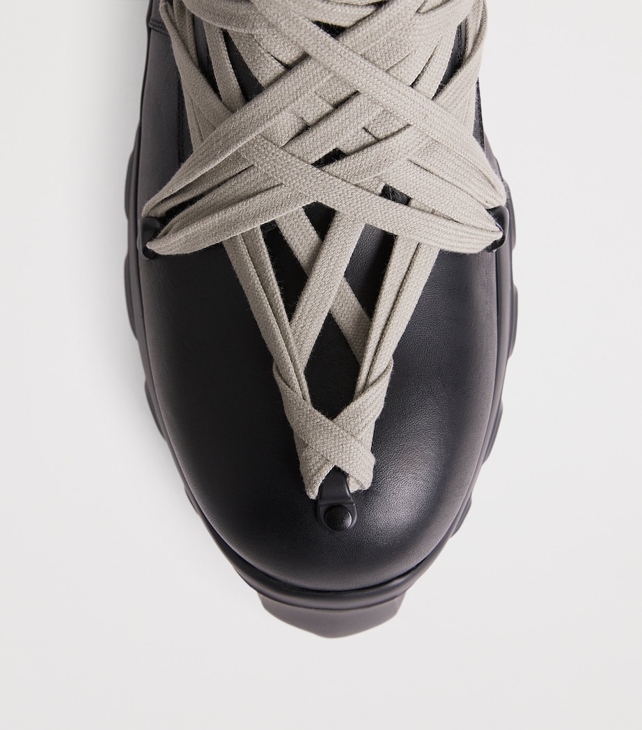 Rick Owens Leather Megalace Mega Tractor Boots Black/pearl Image 6