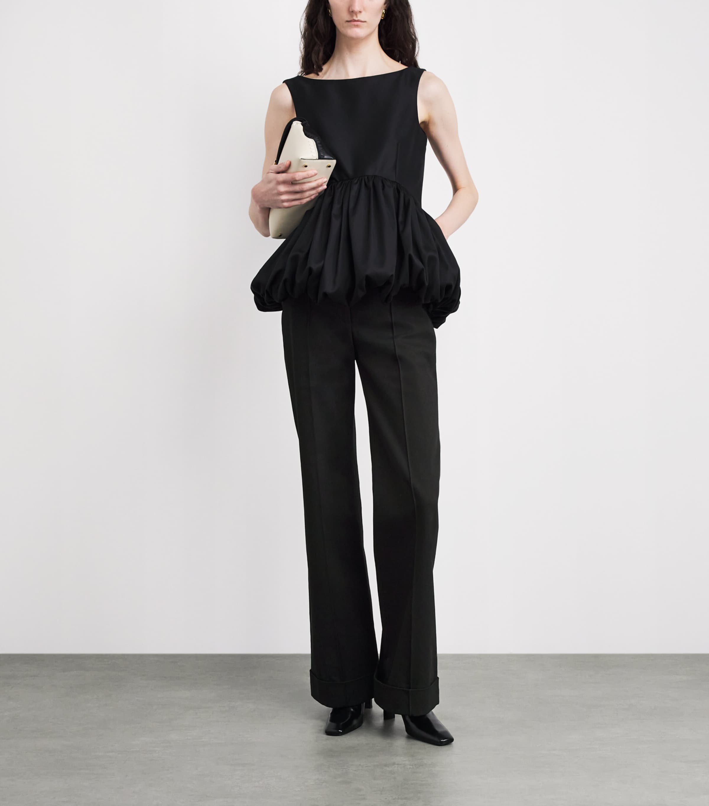 Adam Lippes Womens Denim Deeda Tailored Trousers Black Image 2