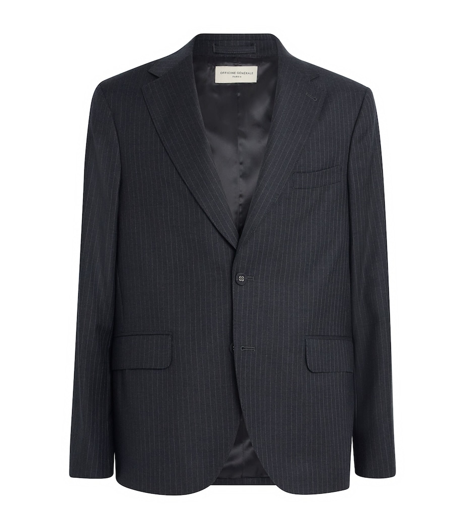 Wool Pinstripe Arthus Blazer DARKGREY/WHITE Image 1
