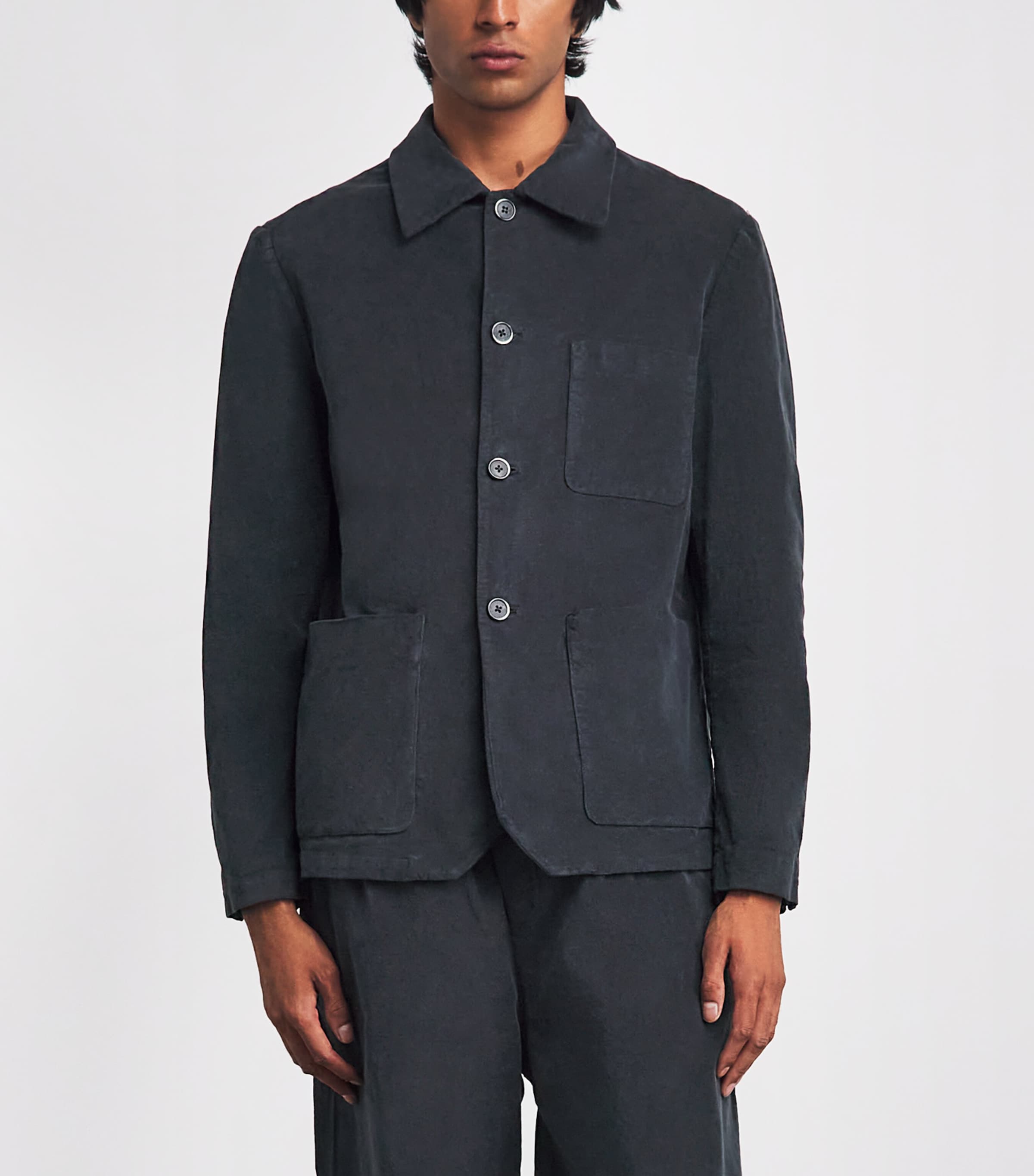Barena Mens Stretch-Cotton Overshirt Piombo Image 4