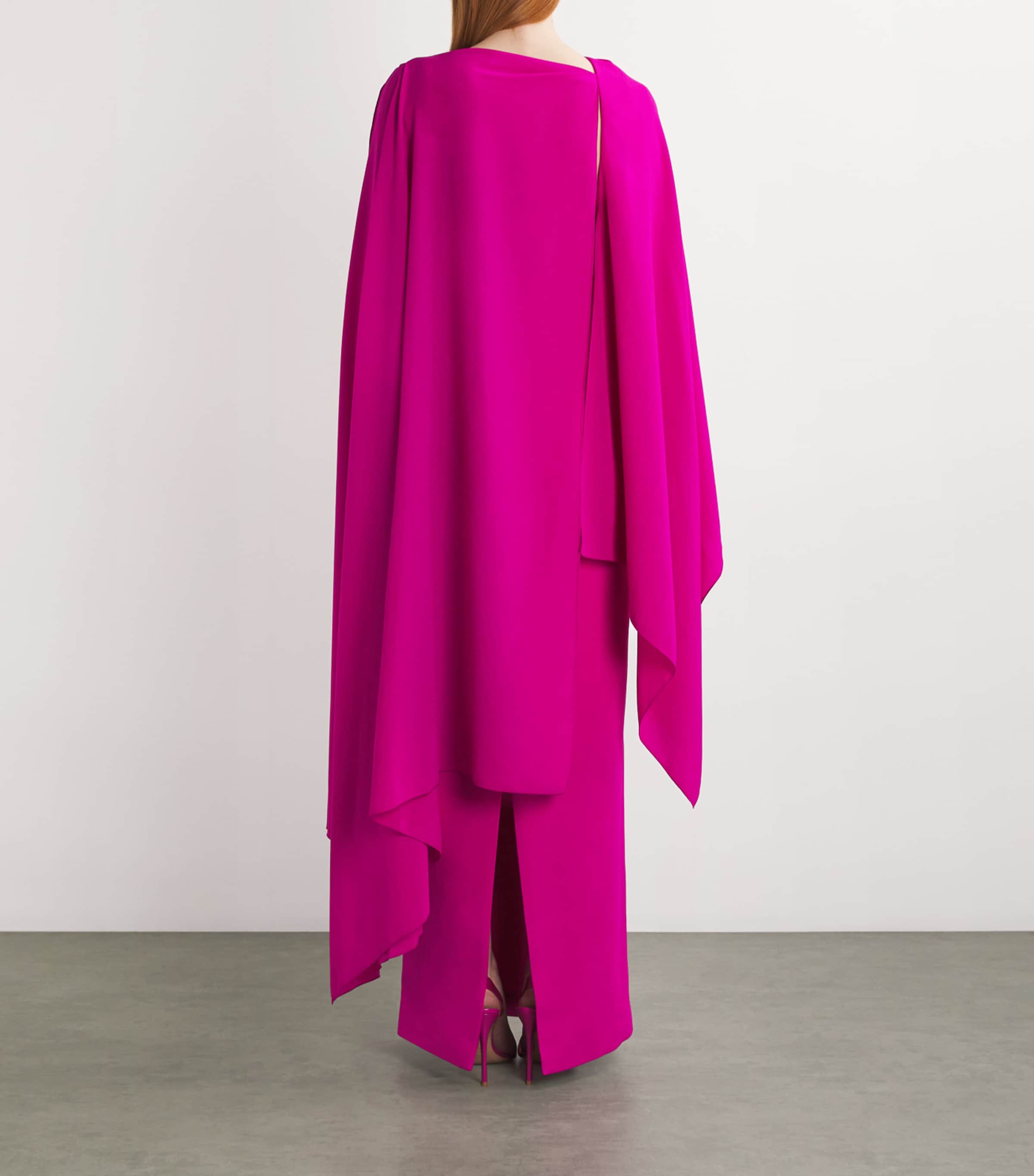 Roksanda Womens Demetria Cape Effect Maxi Dress Fuchsia Image 3