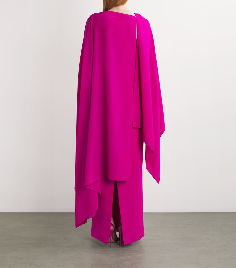 Roksanda Womens Demetria Cape Effect Maxi Dress Fuchsia Image 3