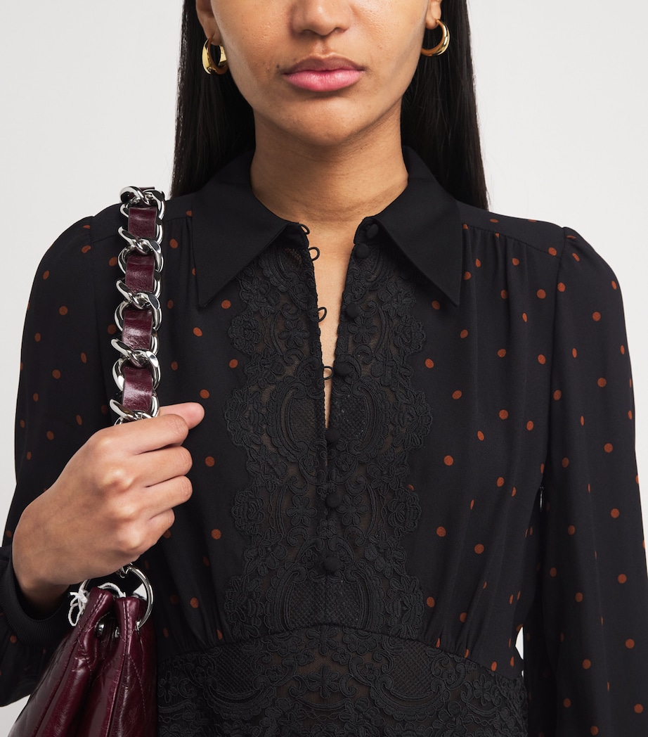 Polka-Dot Lace-Trim Maxi Dress BLACK/CARAMEL Image 4