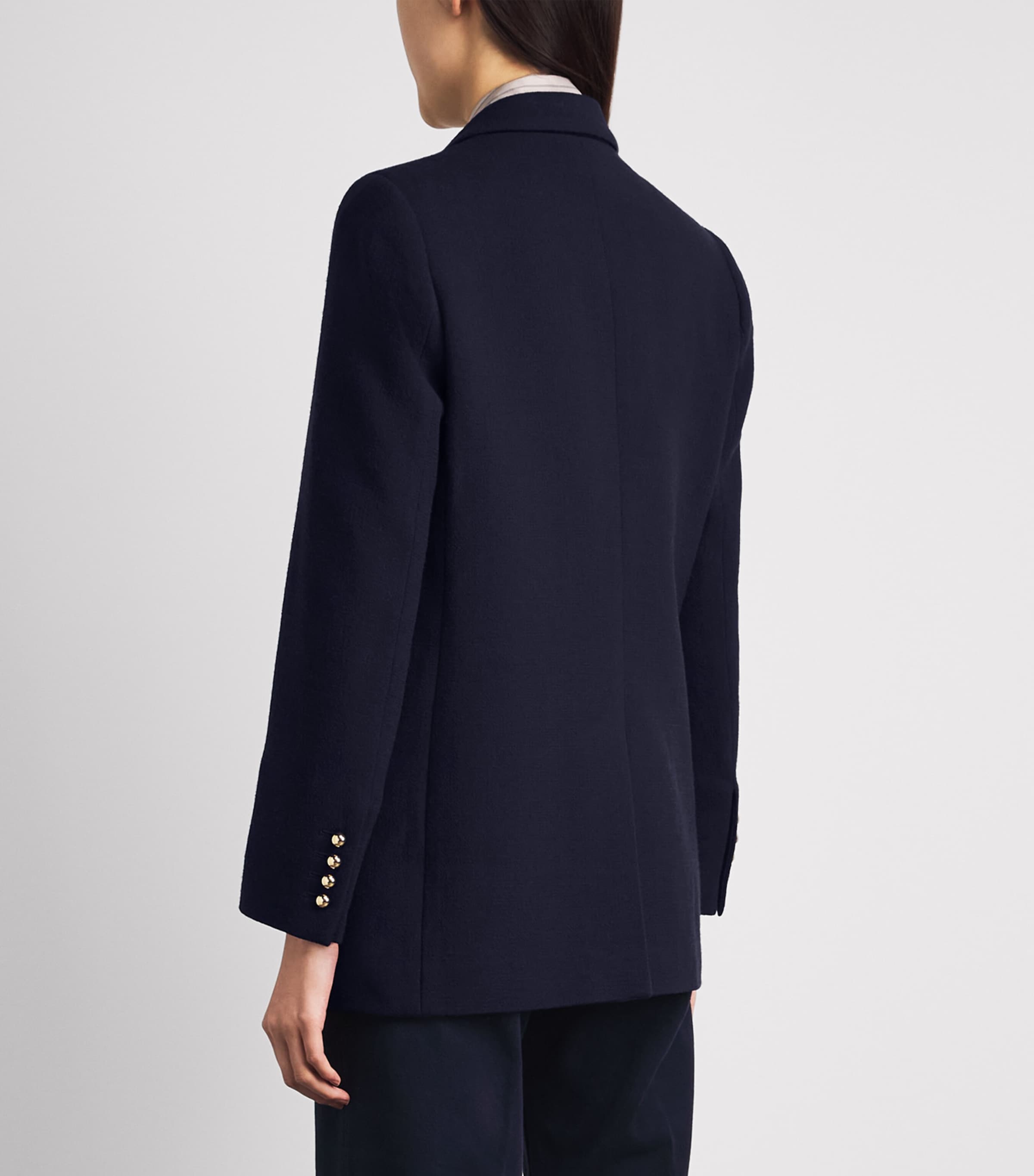 Blazé Milano Womens Virgin Wool Double-Breasted Everyday Blazer Navy Image 5