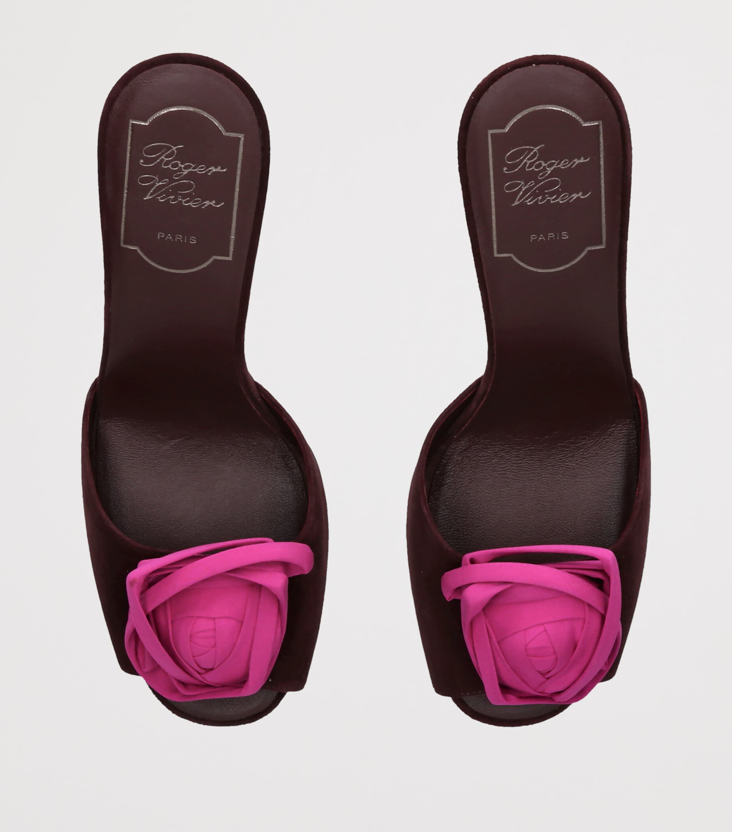 Roger Vivier Suede Rose Mules 85 Brown/oth Image 3