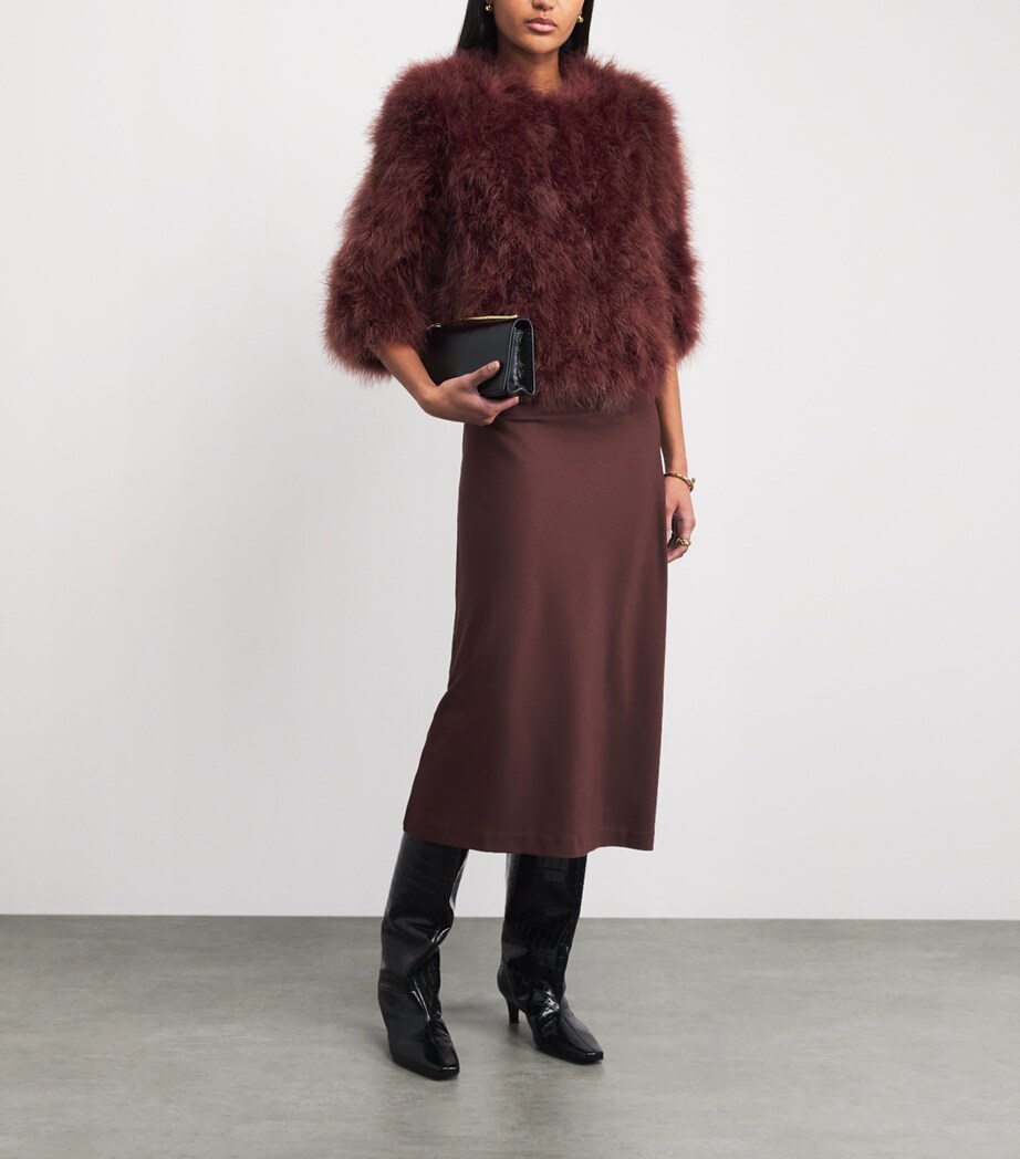 Yves Salomon Womens Feather Cropped Jacket Image 2