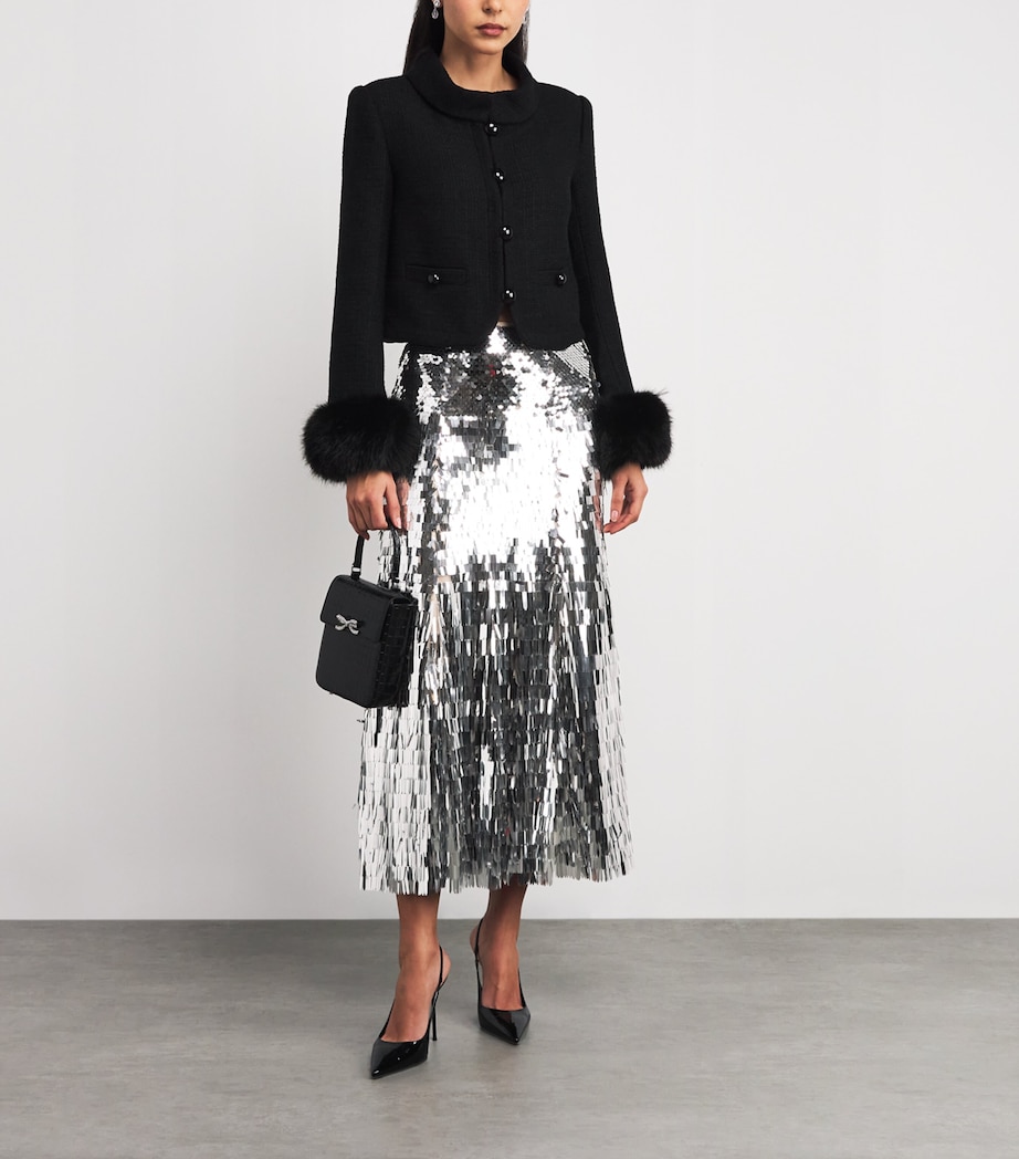 Sequin-Embellished Midi Skirt SILVER Image 2