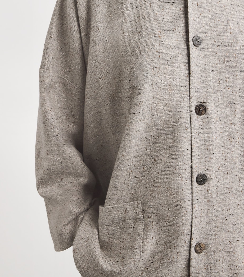 Virgin Wool Mandarin-Collar Jacket STONE Image 6