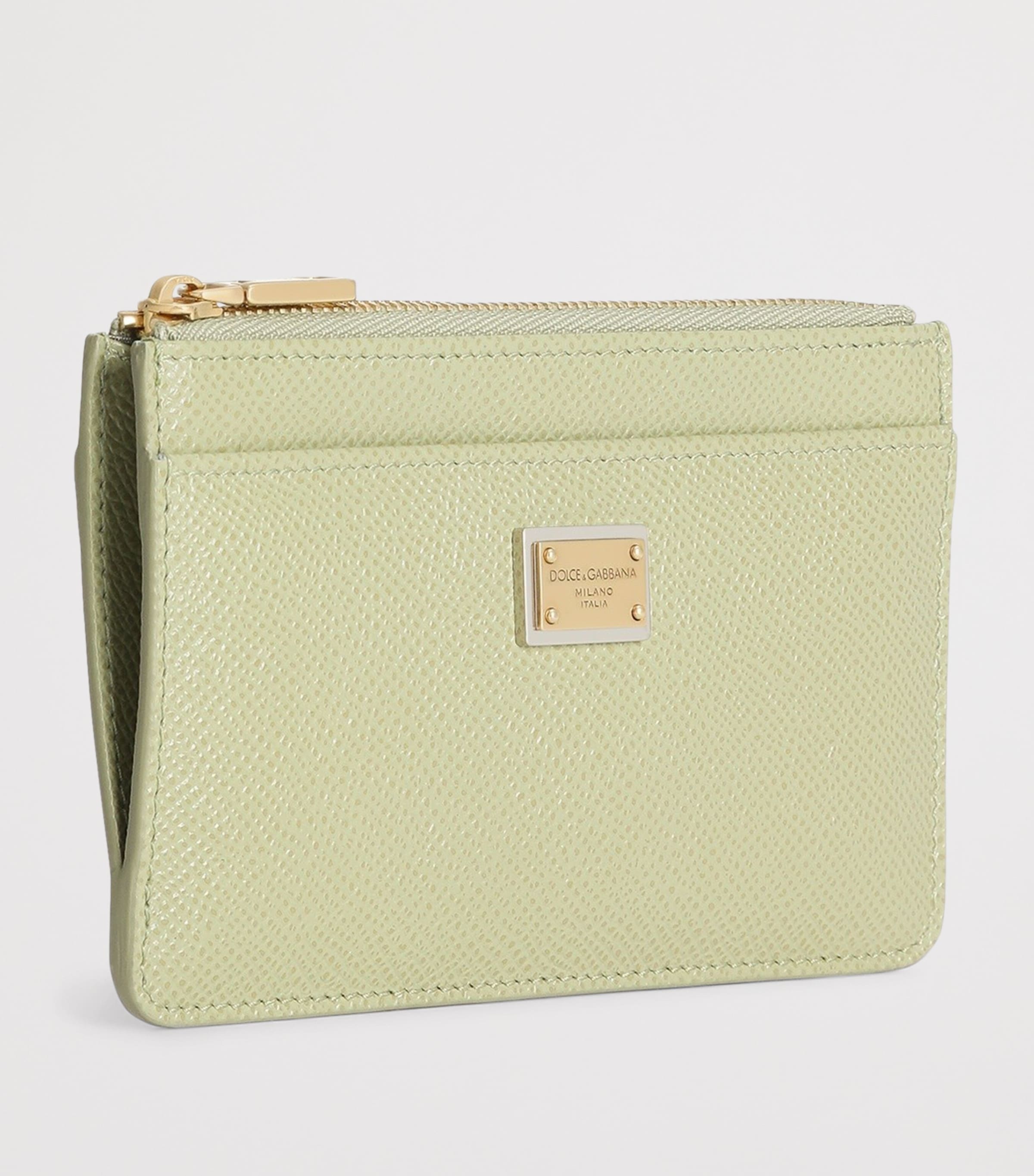 Dolce&Gabbana Calfskin Logo Plaque Card Holder Sage Gree Image 2