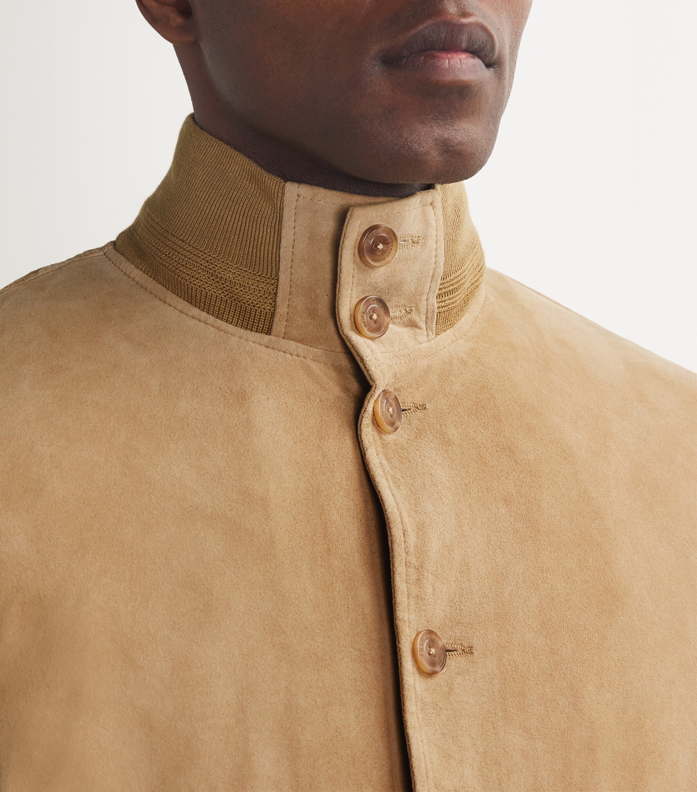 Suede Bomber Jacket KHAKI Image 6