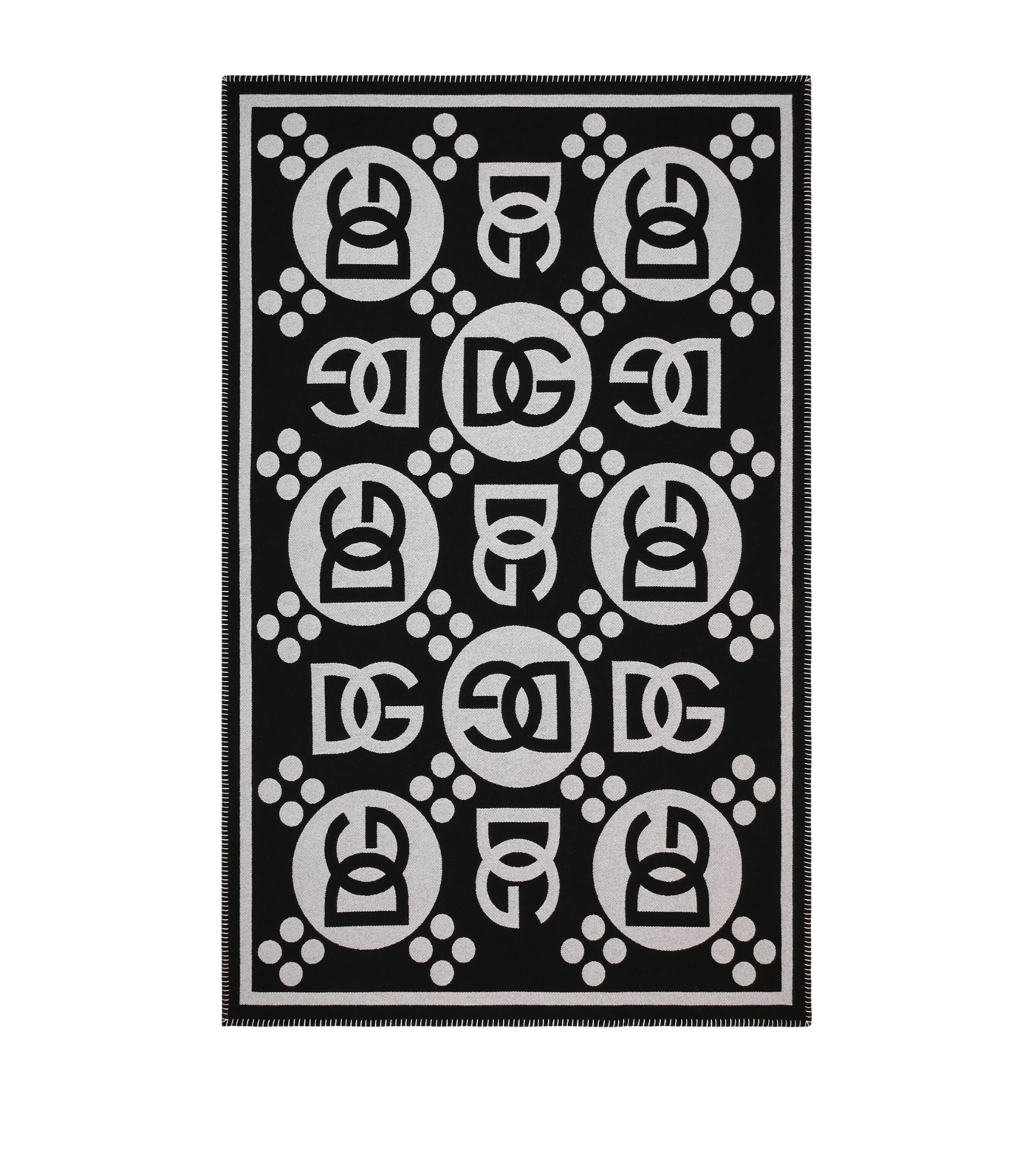 Wool Logo Jacquard Throw (140cm x 180cm) U0010-NERO/BIANCO Image 1