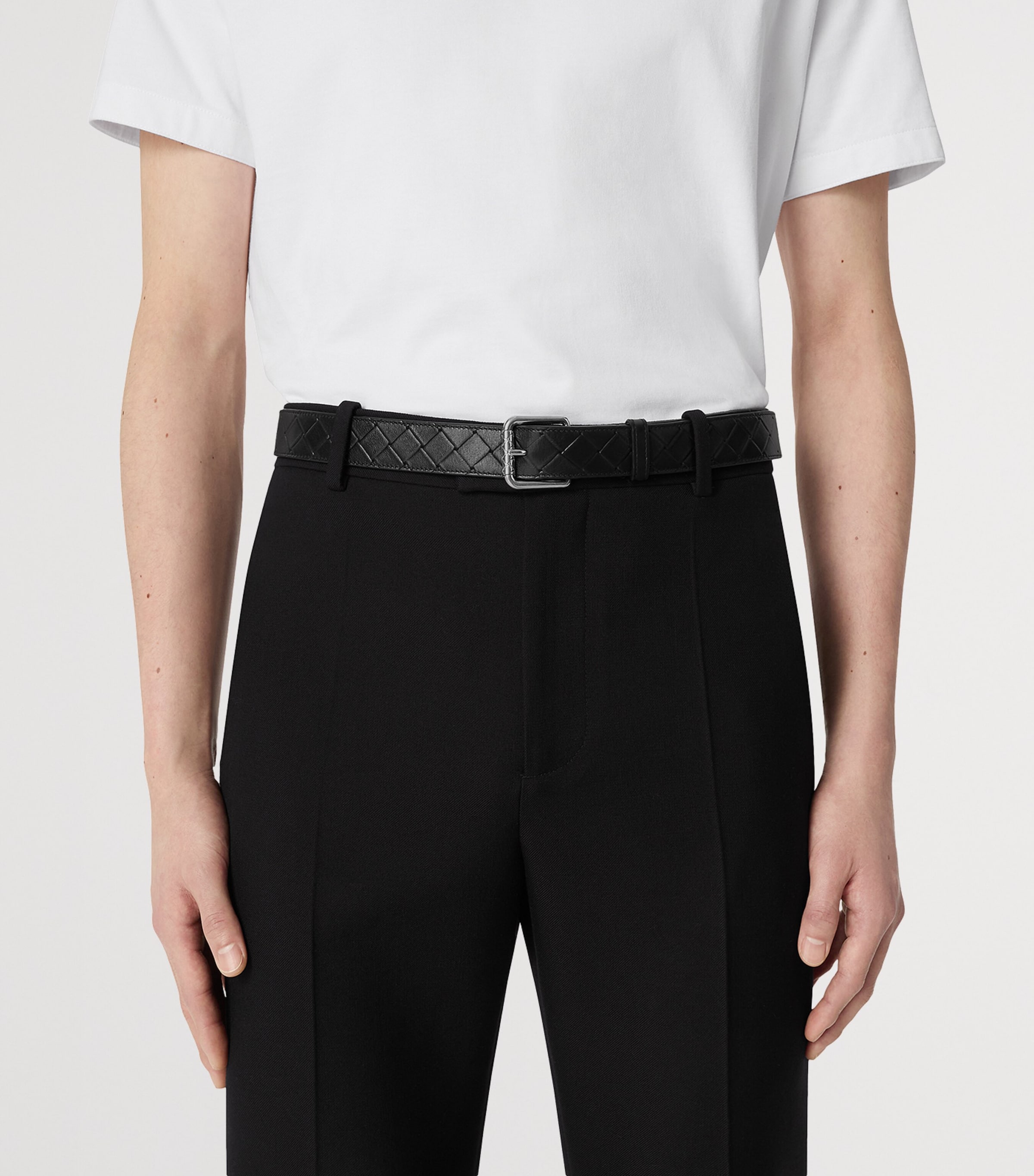Bottega Veneta Intrecciato Leather Stamp Belt | Harrods US
