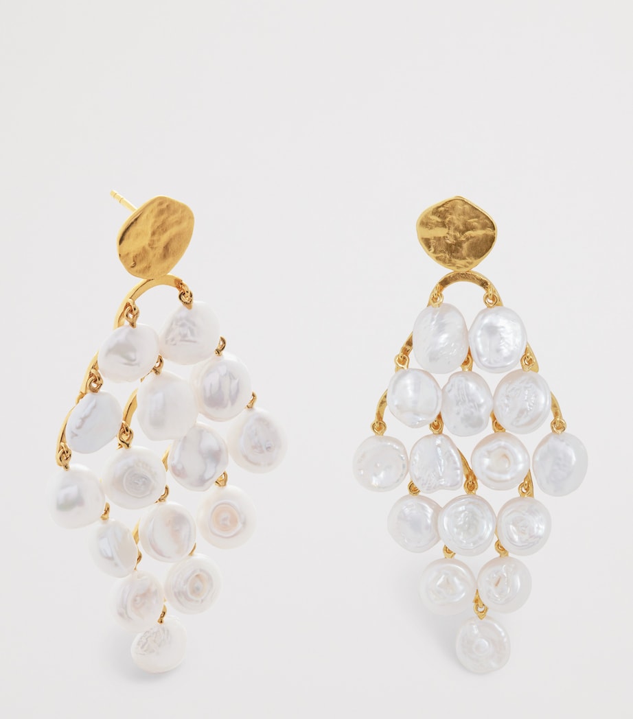 Gold Vermeil and Pearl Capri Cocktail Earrings 18K GOLD VERMEIL Image 3