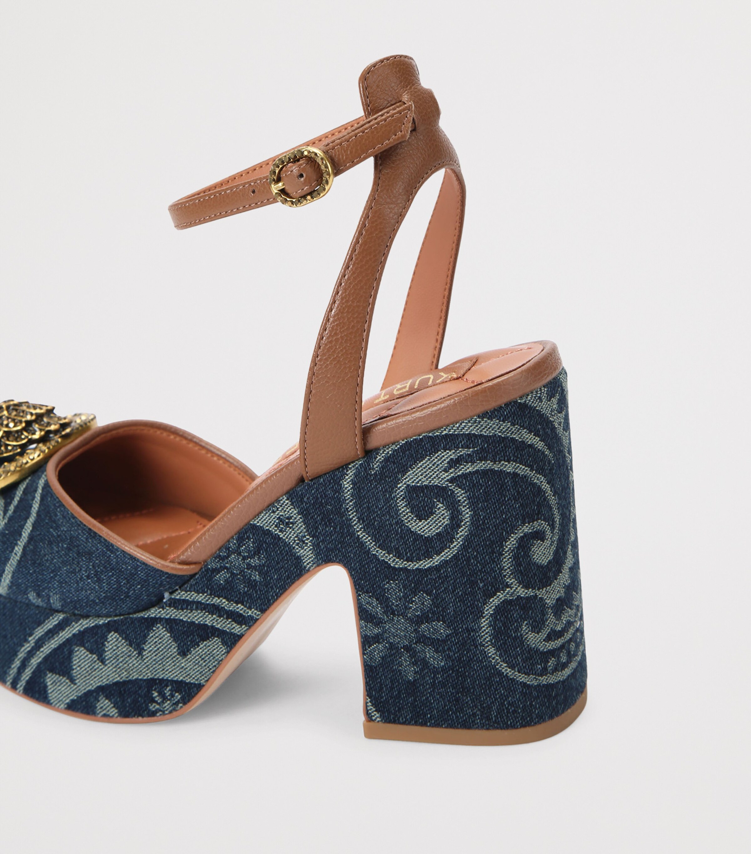 Kurt Geiger London Denim Embellished Chelsea Platform Heels Blue/pal.c Image 3