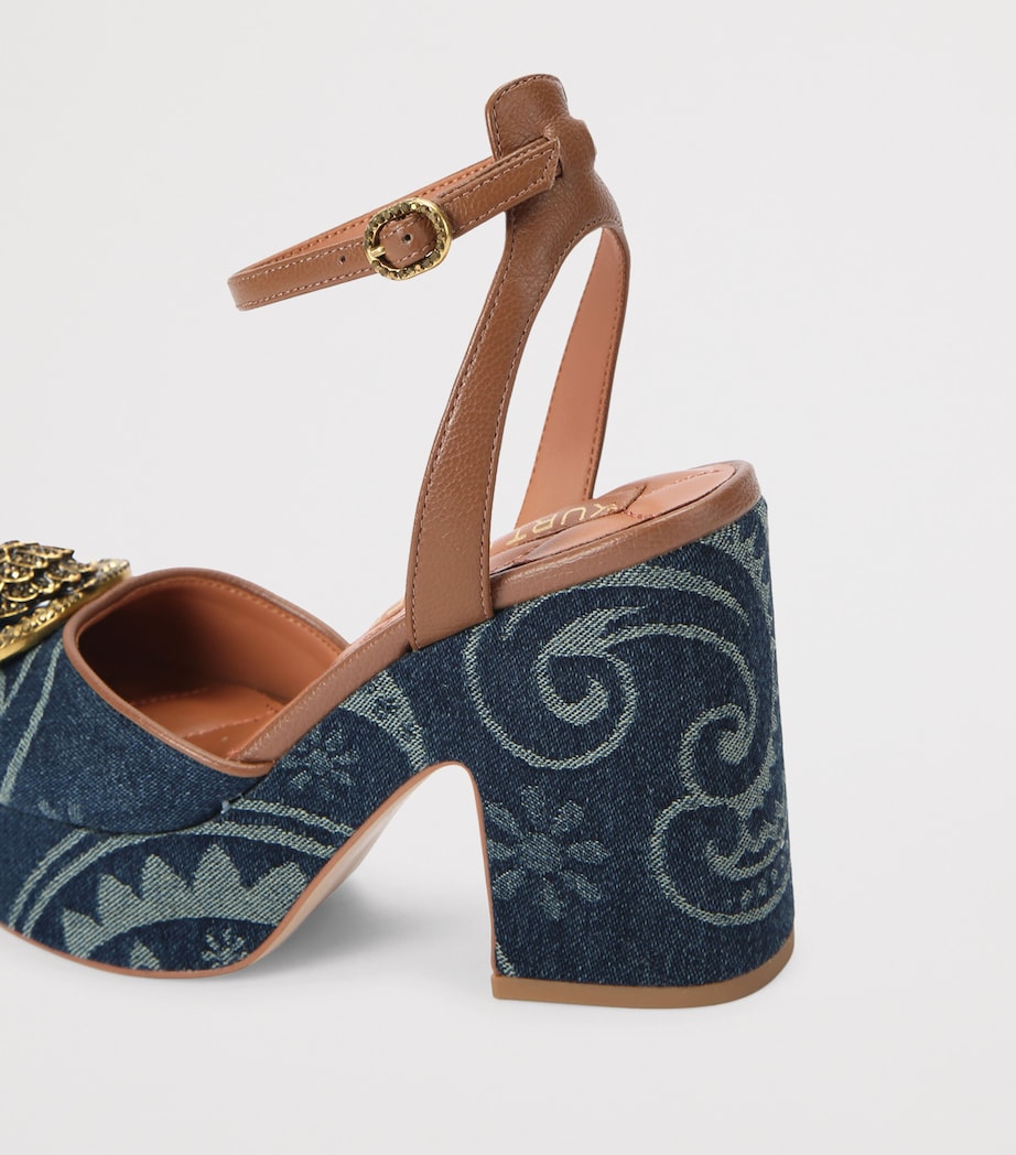 Kurt Geiger London Denim Embellished Chelsea Platform Heels Blue/pal.c Image 3
