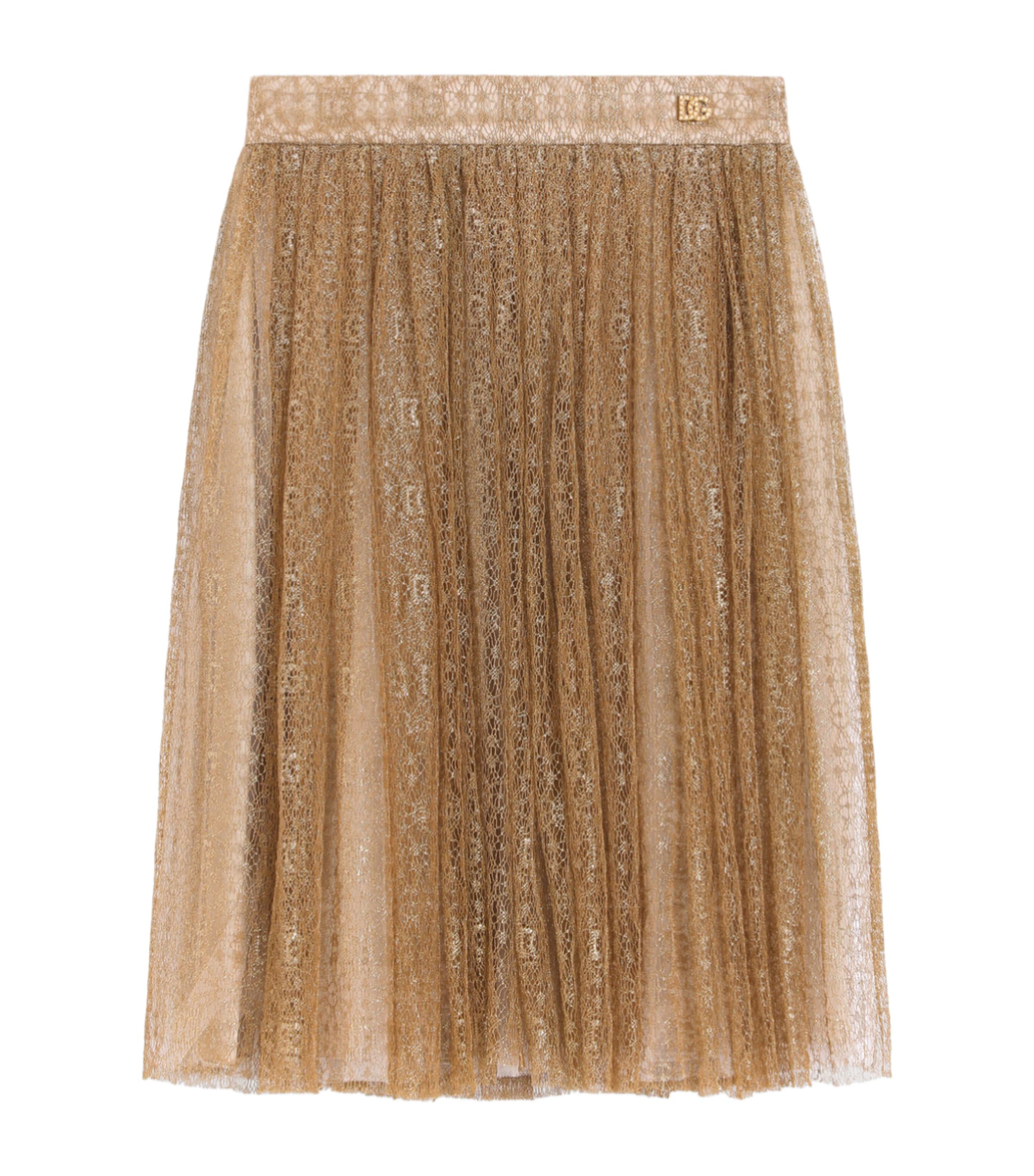Dolce&Gabbana Kids Lace Metallic Skirt (8-12+ Years) Gold Image 1