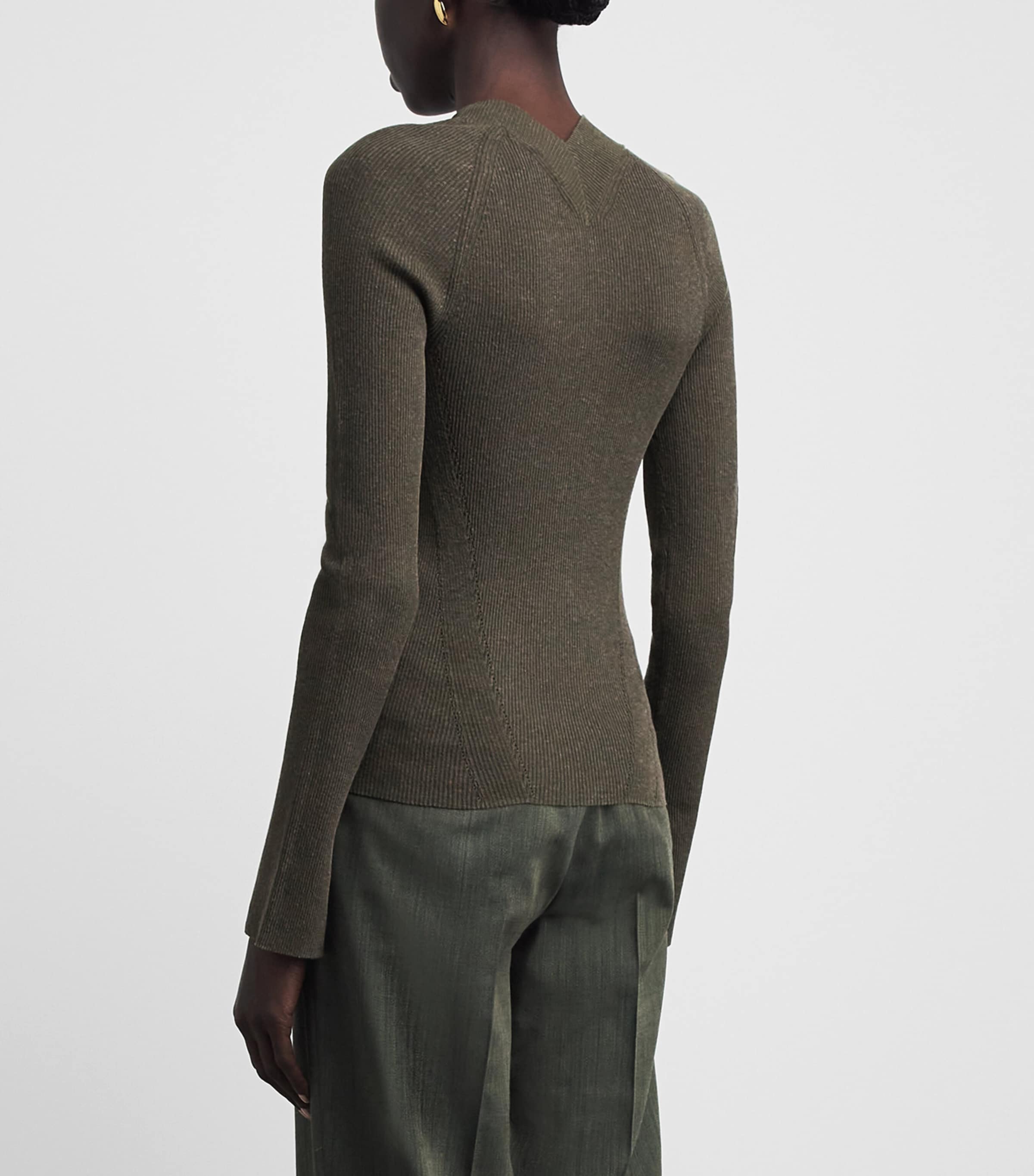 Joseph Womens Rib-Knit Harti Sweater Palm Leaf Image 5