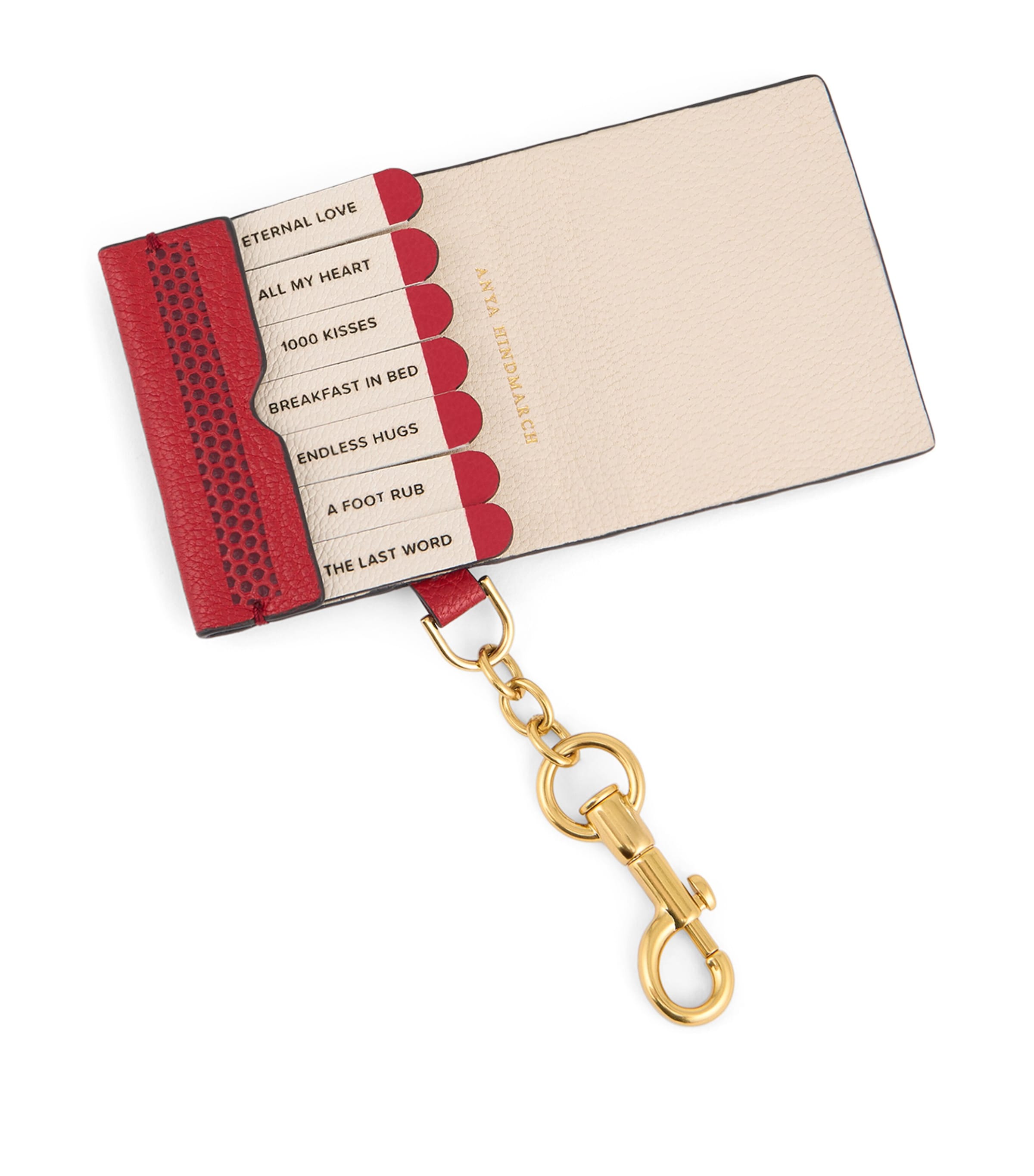 Anya Hindmarch Leather Matchbook Key Charm Bright Red Image 3