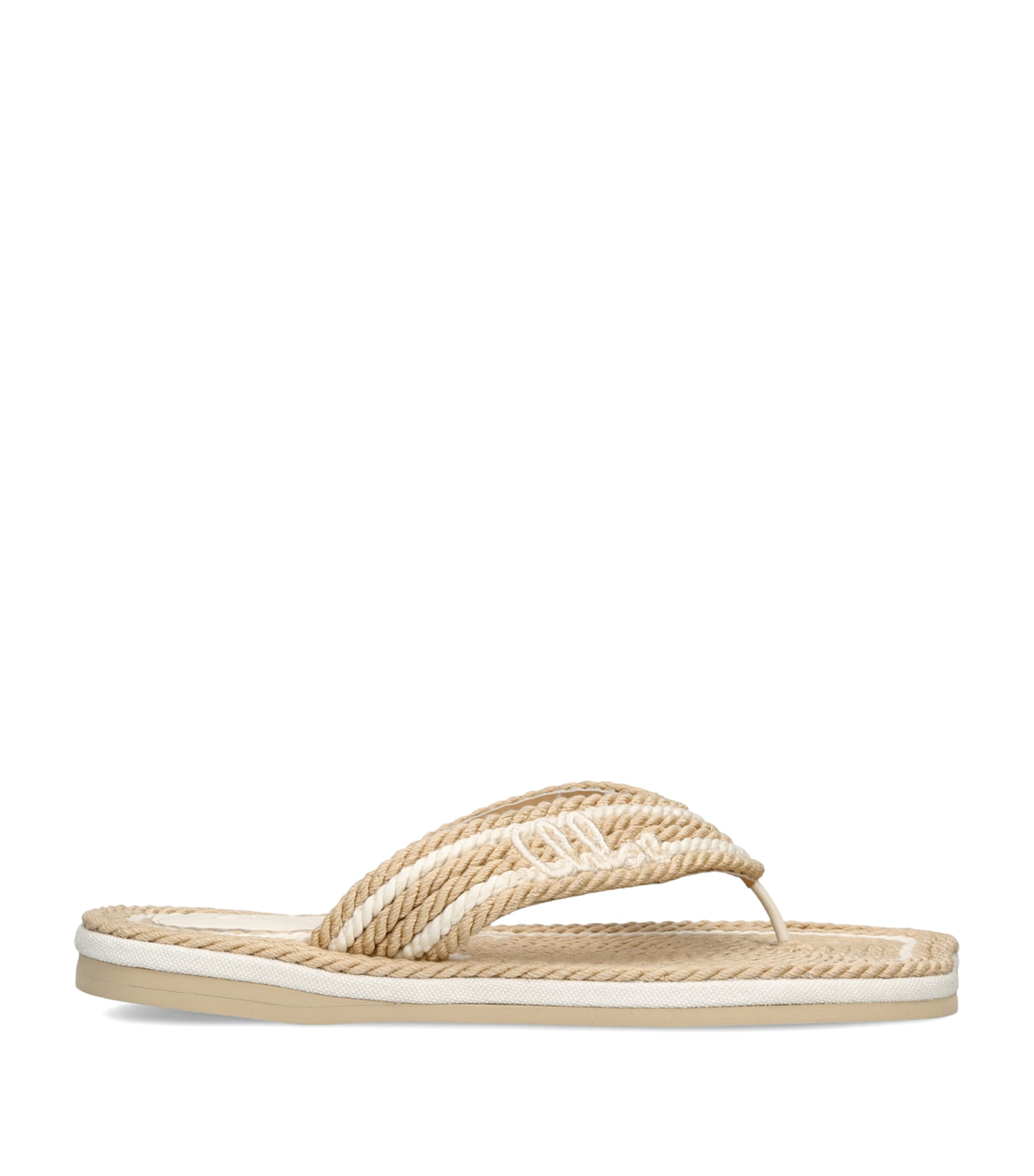 Chloé Raffia Logo Thong Sandals White/comb Image 1