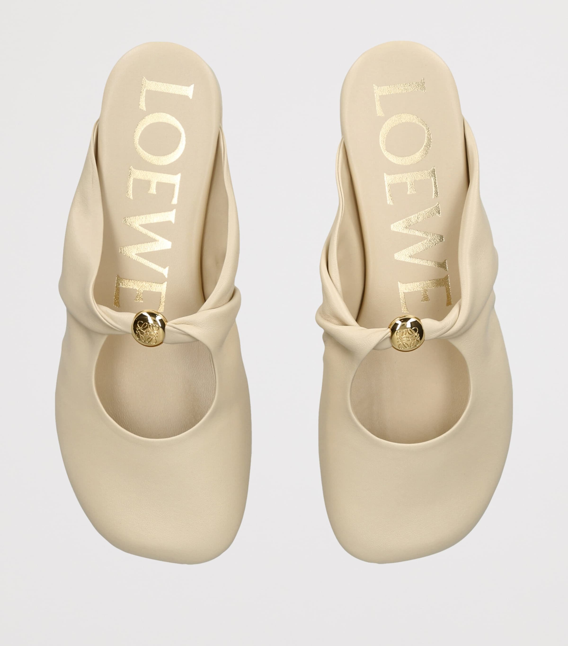 LOEWE Leather Pebble Mules Cream Image 3