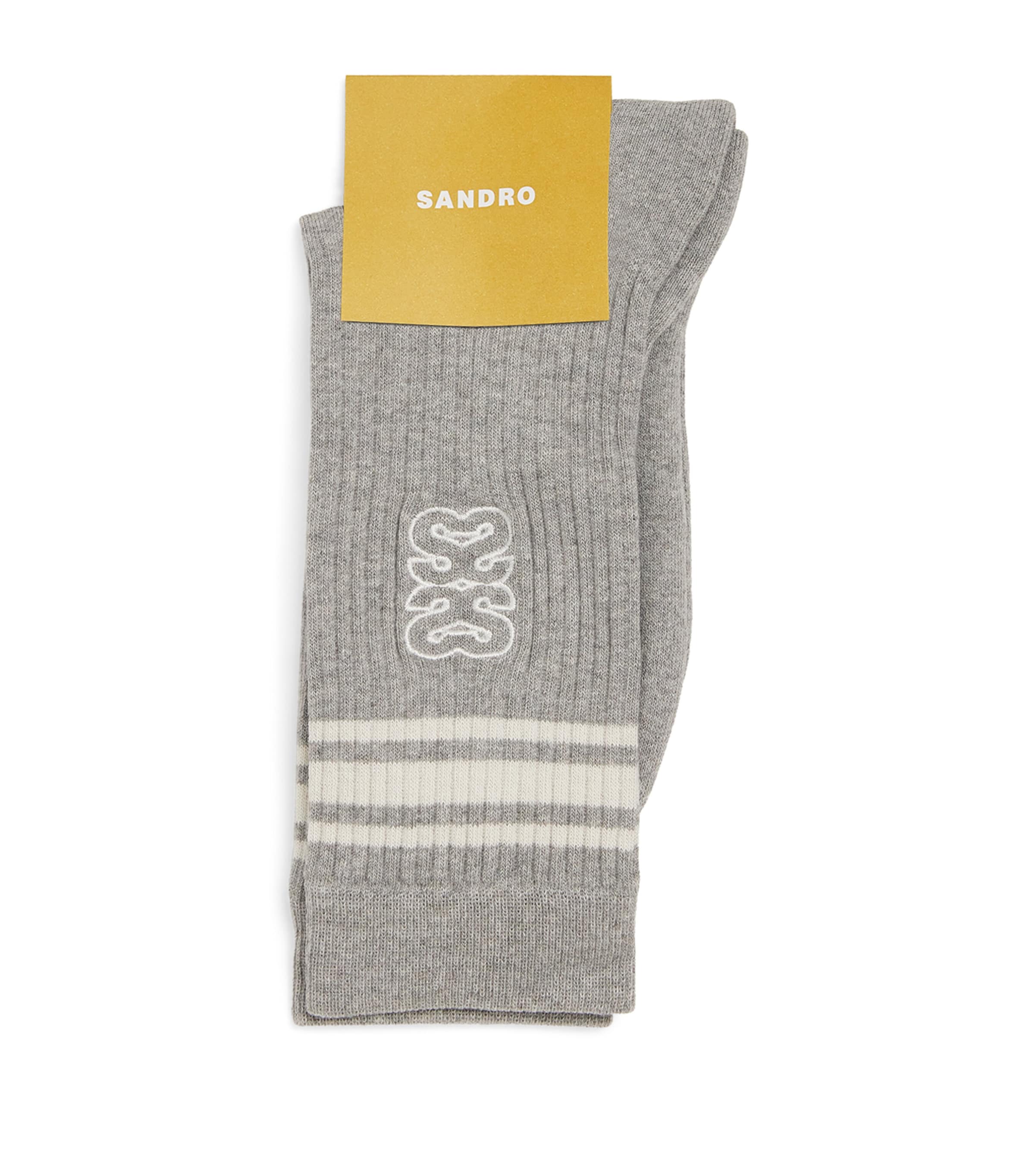 Sandro Embroidered-logo Socks In Black