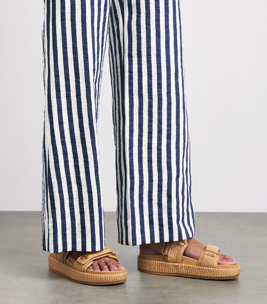 Maje Womens Stripe Wide-Leg Trousers White/blue Image 3