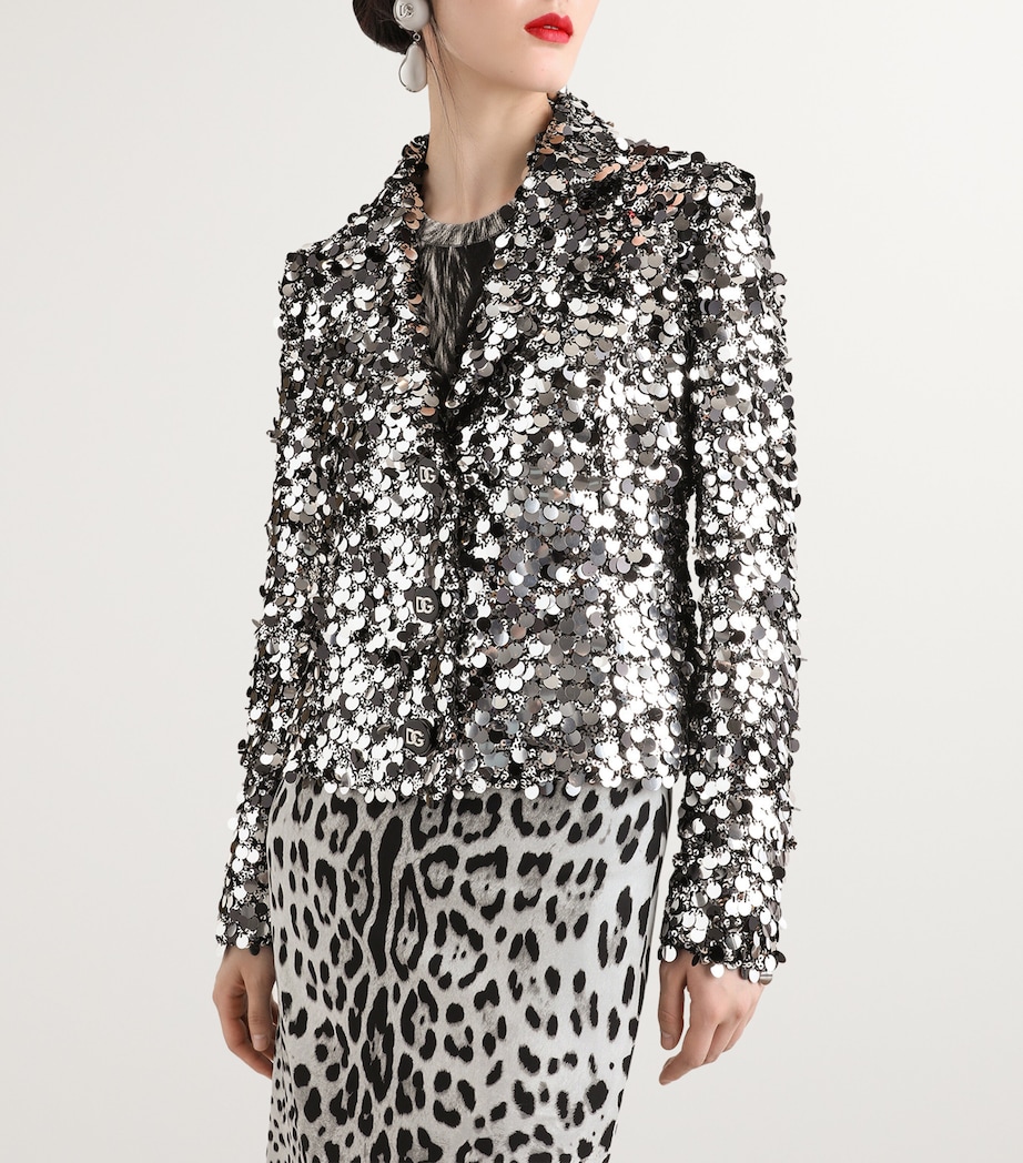 Sequinned Embellished Jacket S0998-SILVER Image 3