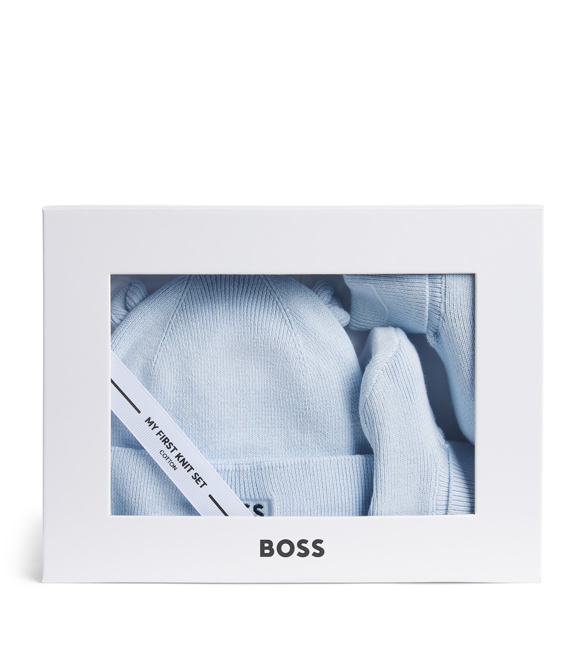 BOSS Kidswear Cotton Hat and Slippers Set Pale Blue Image 1