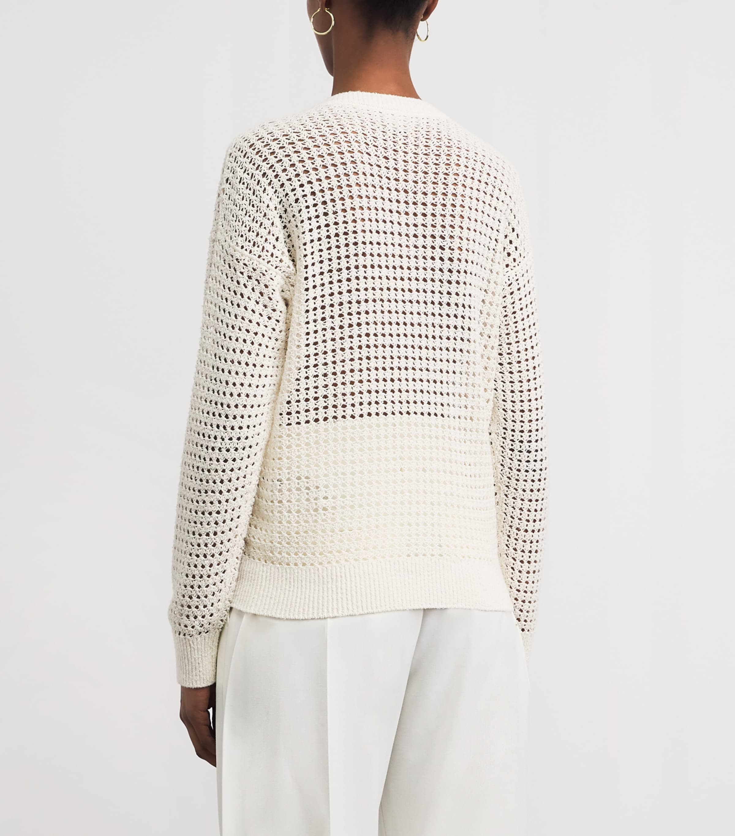 Eleventy Womens Silk Open-Knit Sweater Avorio Image 5