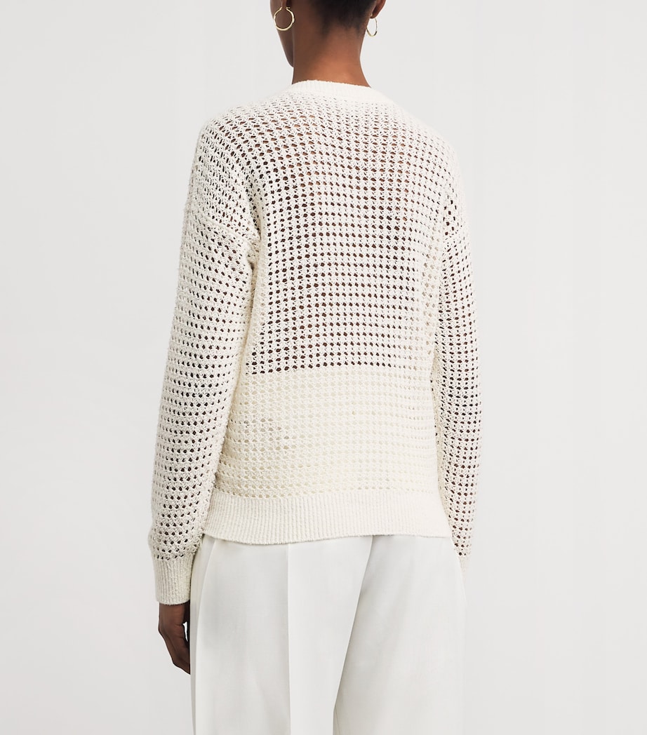 Eleventy Womens Silk Open-Knit Sweater Avorio Image 5