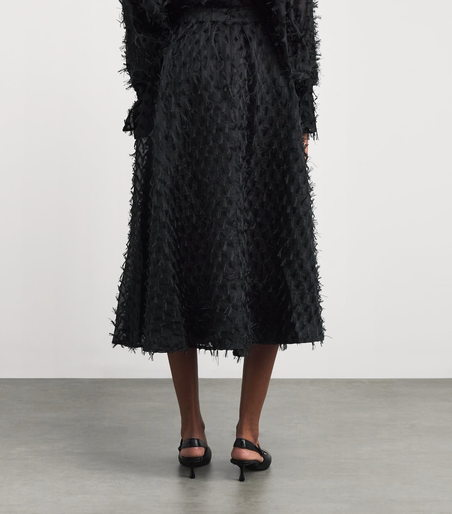 Organza Gentle Collide Midi Skirt BLACK ORGANZA FRINGE Image 4