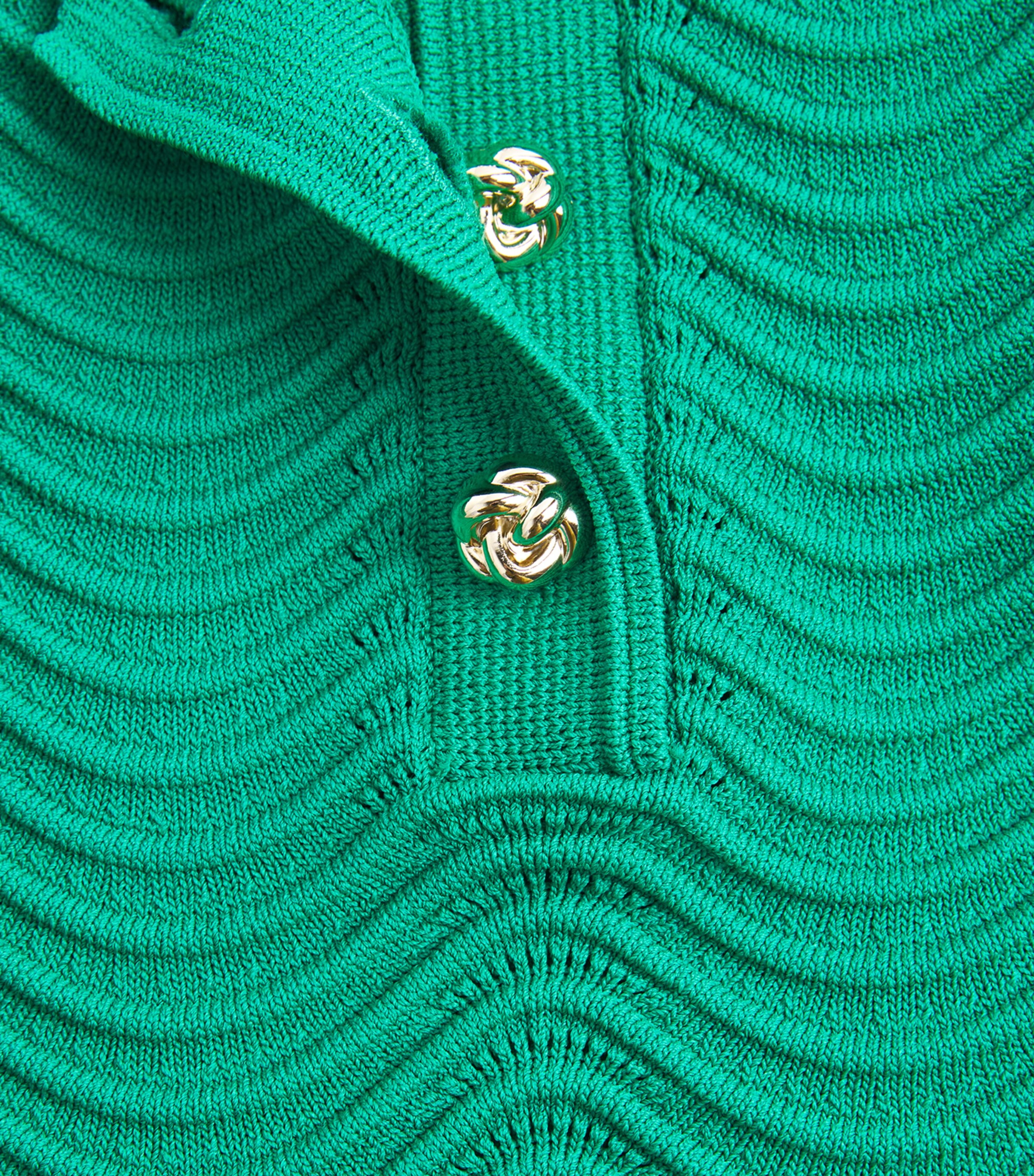 Sandro Paris Womens Scalloped Polo Sweater Emeuraude Green Image 6