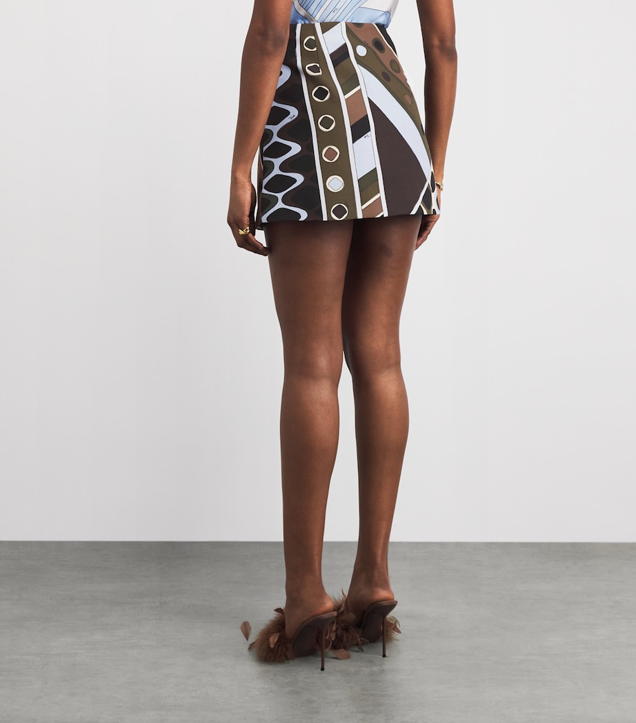 PUCCI Womens Wool Vivara Mini Skirt Khaki Image 5