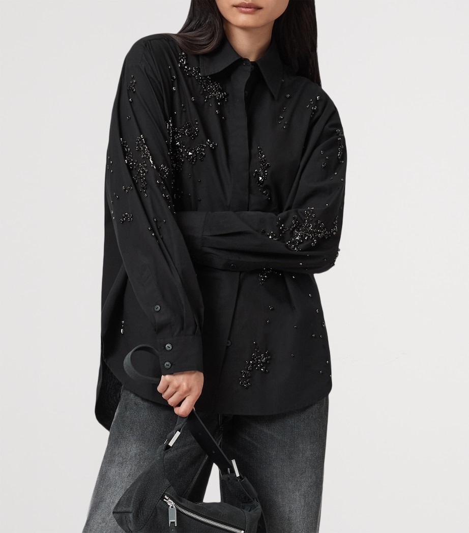 Organic Cotton Embellished Gemi Shirt BLACK Image 5