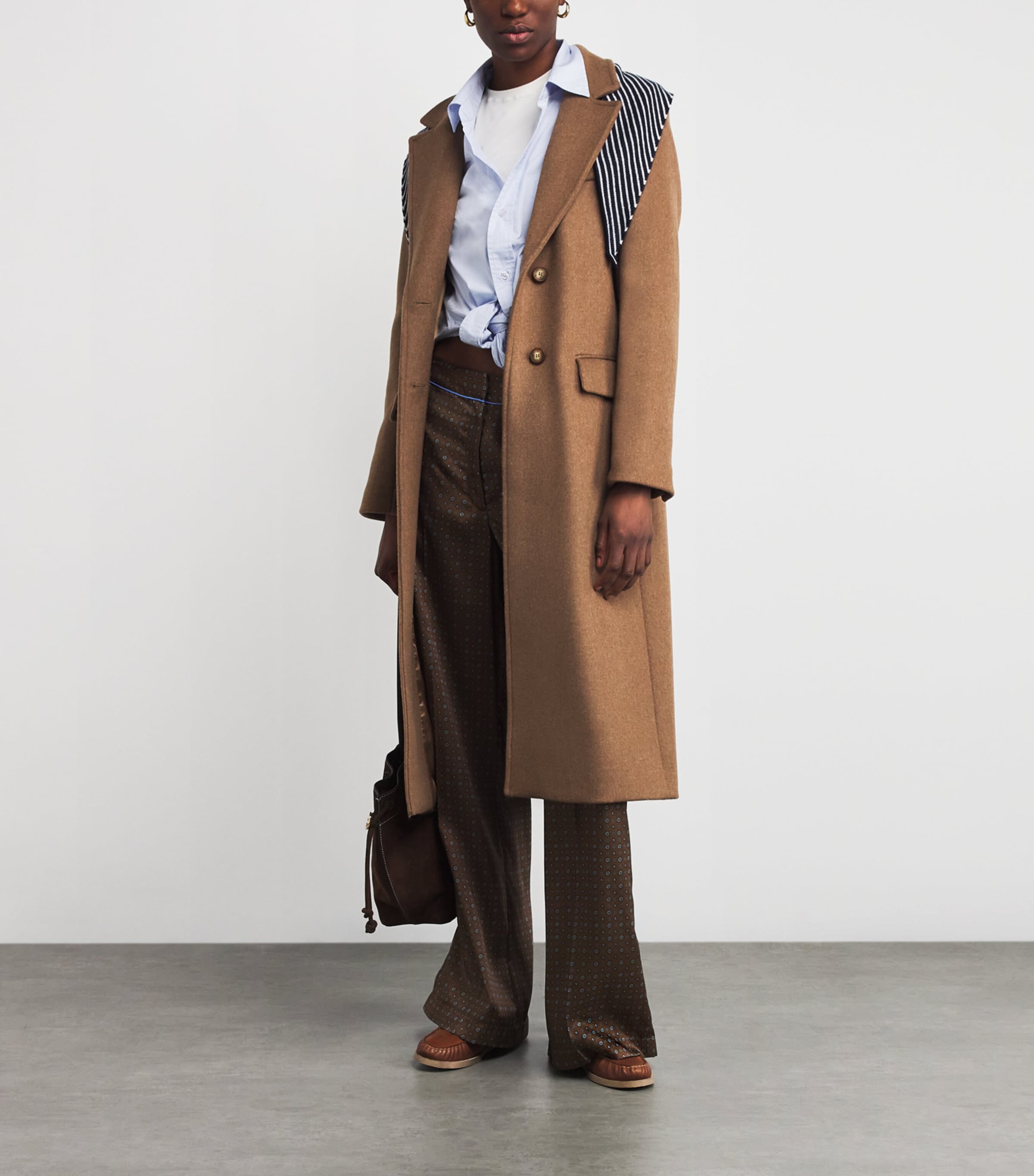 Wool-Blend Longline Coat DARK BEIGE Image 2