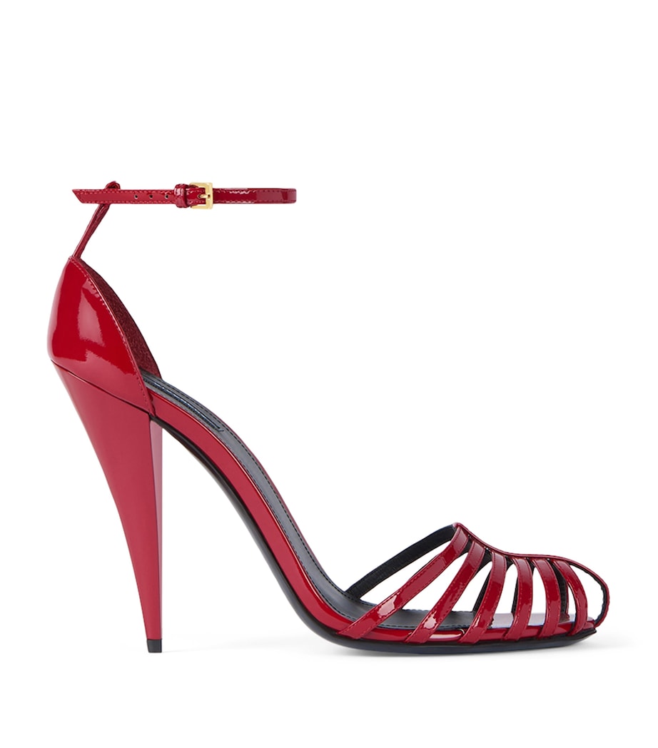 Patent Leather Caged Heeled Sandals 95 CORAL/PEARL Image 1