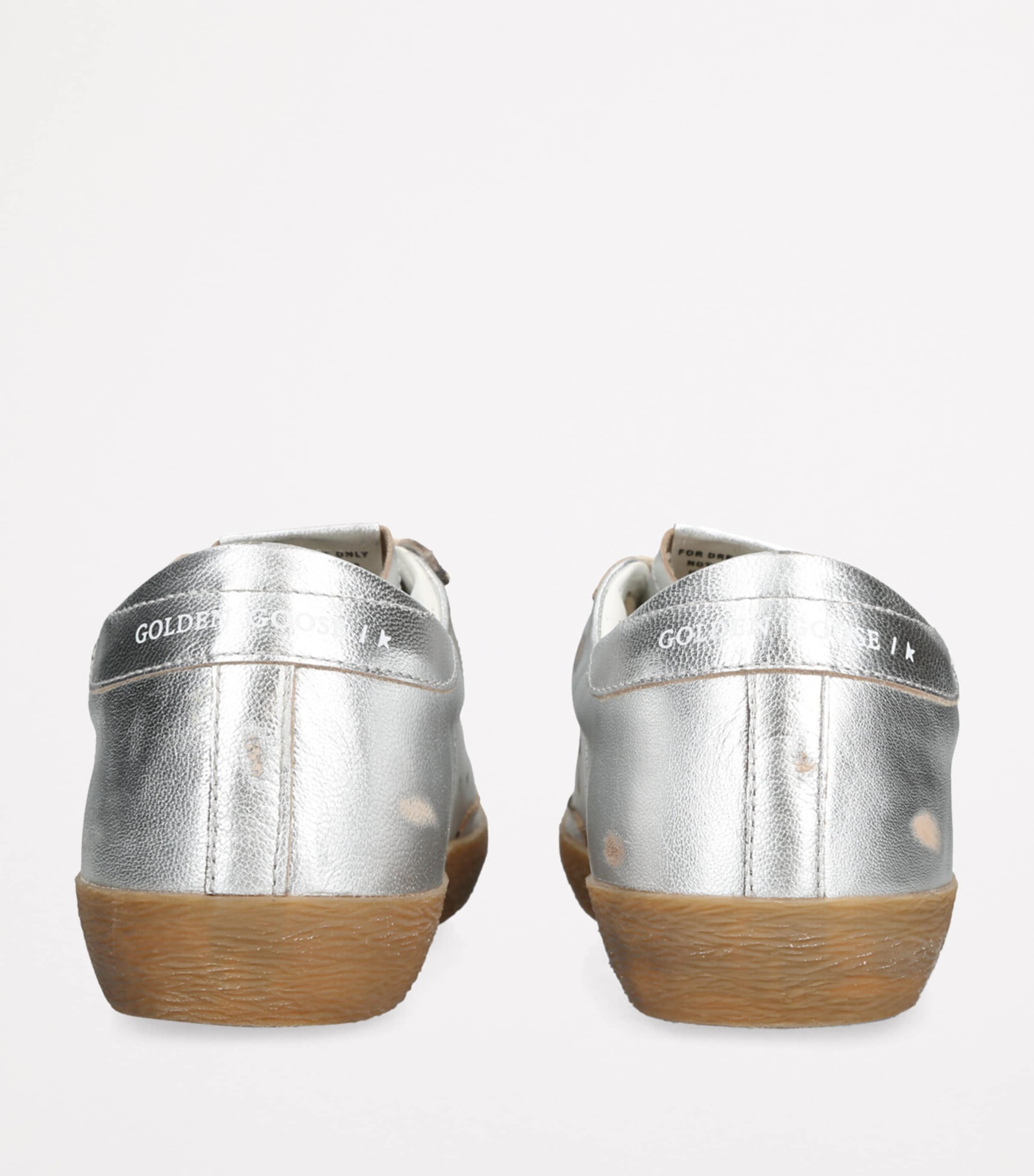 Golden Goose Metallic Leather Super-Star Sneakers Silver Image 3