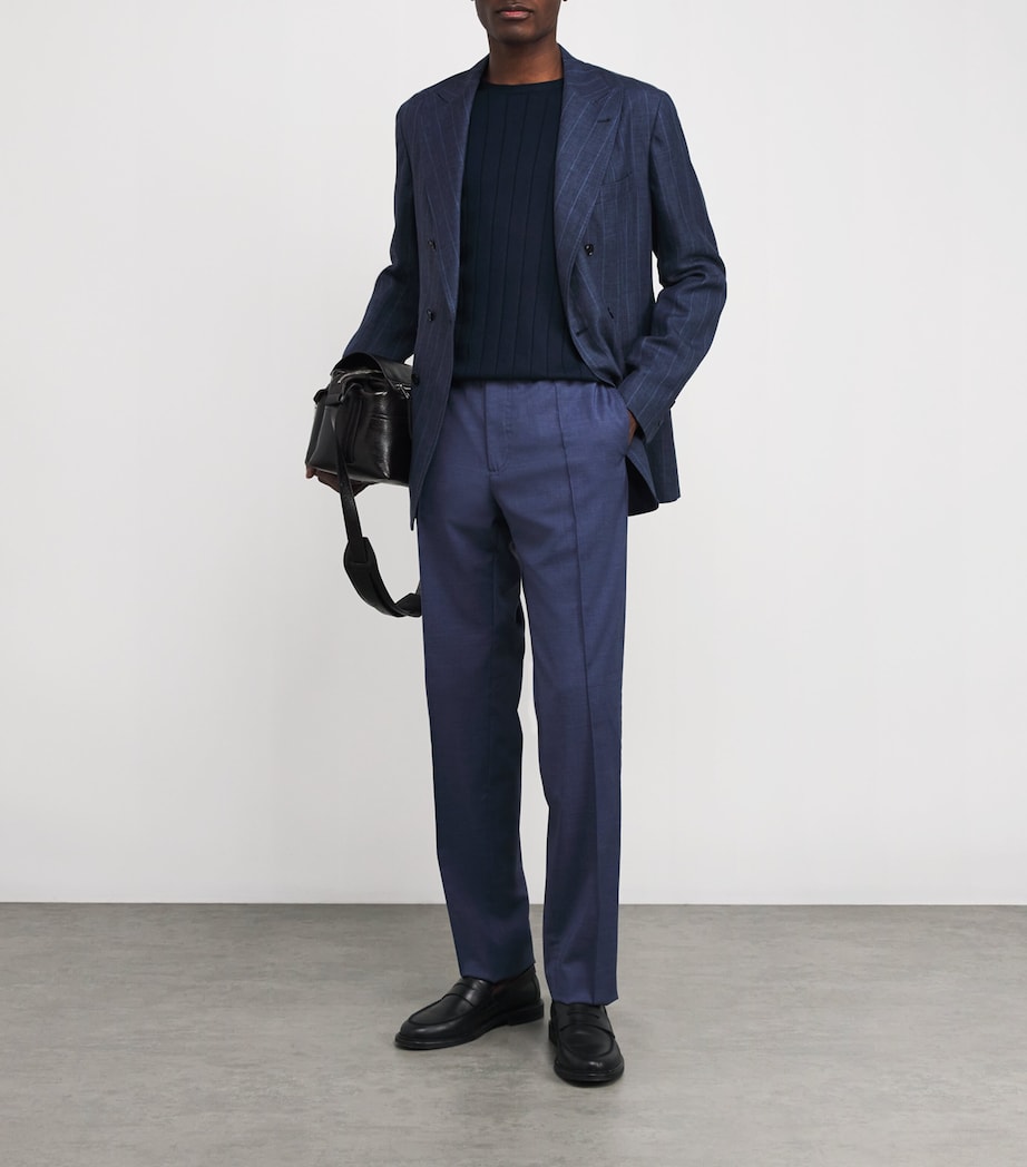 Pima Cotton Crew-Neck Jumper 1 NAVY BLUE Image 2