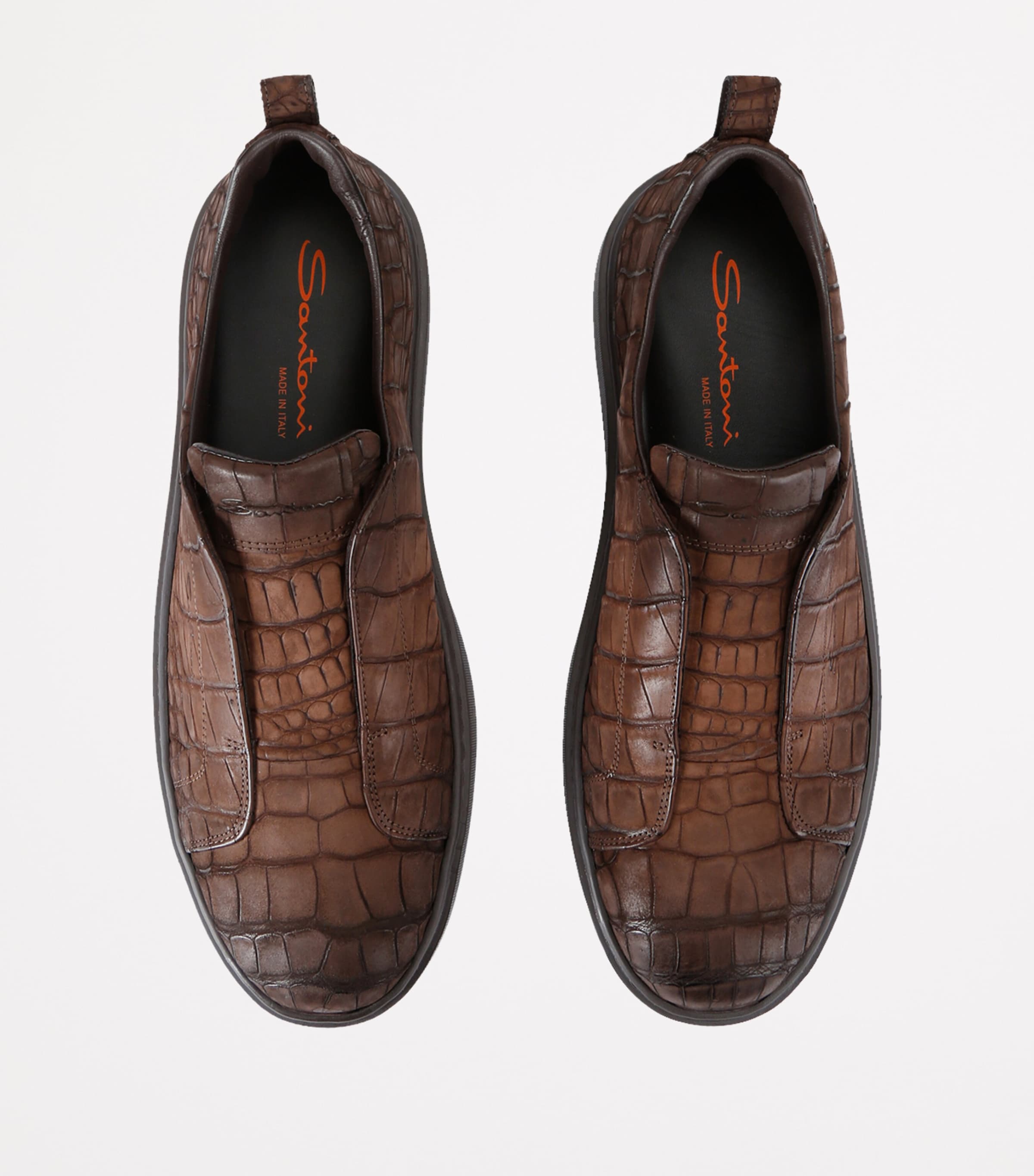 Crocodile Leather Clean Icon Sneakers DARK BROWN Image 4