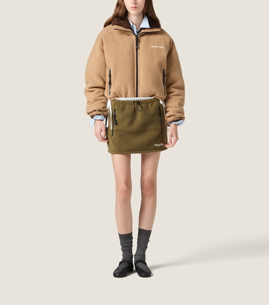 Miu Miu Womens Teddy Funnel-Neck Puffer Jacket Brown Image 2