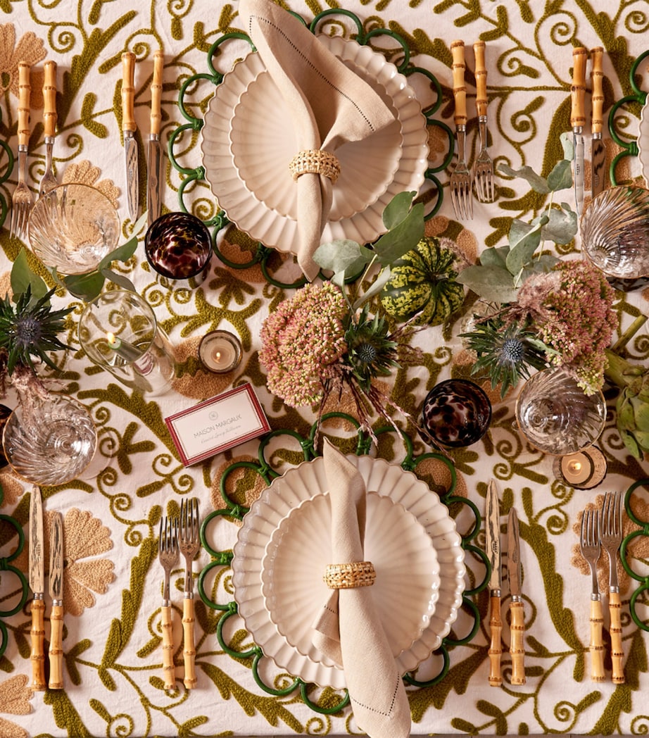 Cotton Suzani Tablecloth (180cm x 300cm) GREEN Image 2