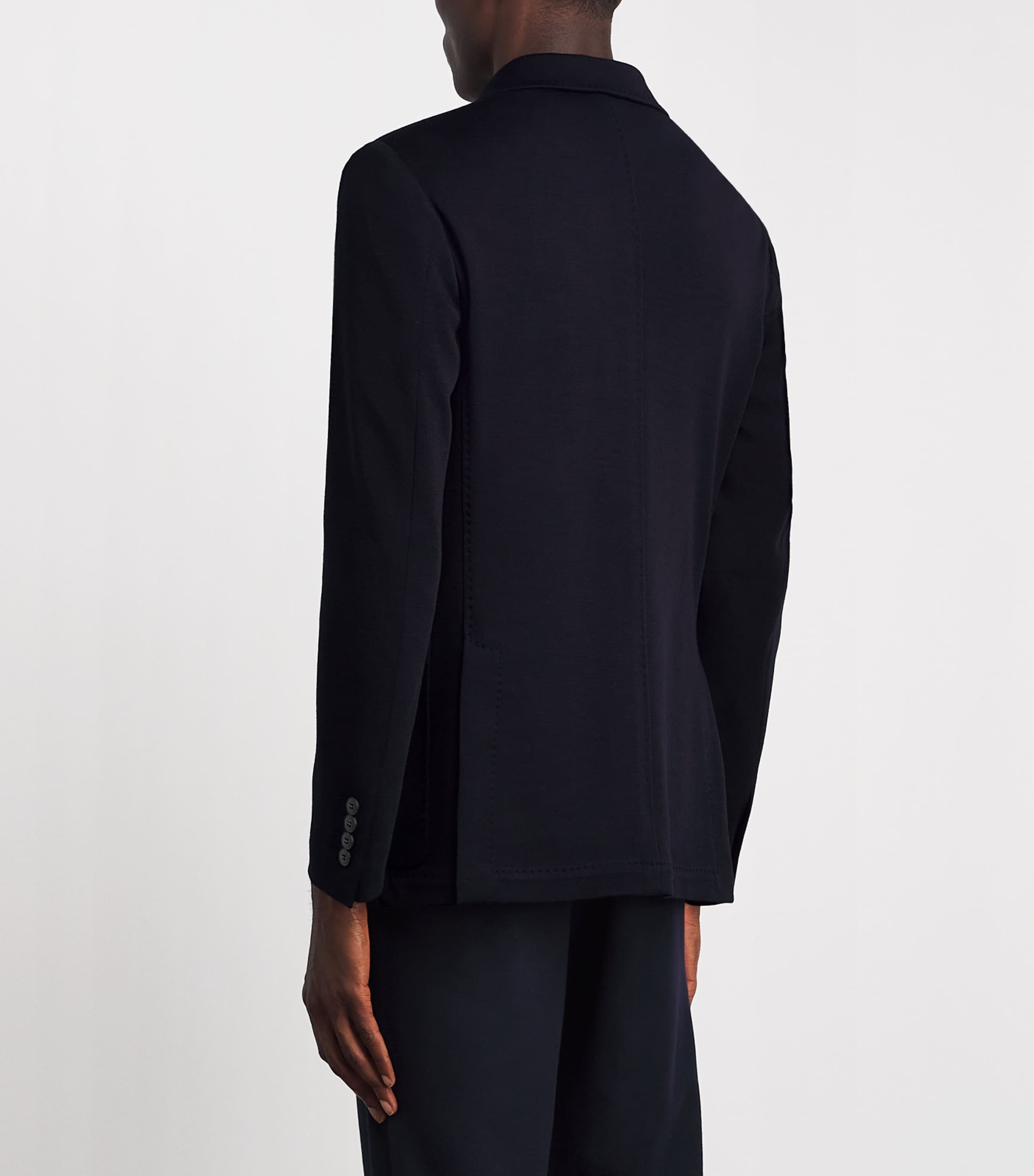 Canali Mens Wool Jersey Knit Blazer Navy Image 5