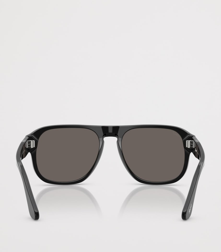 Persol Acetate Jean Rectangle Sunglasses Black Image 4
