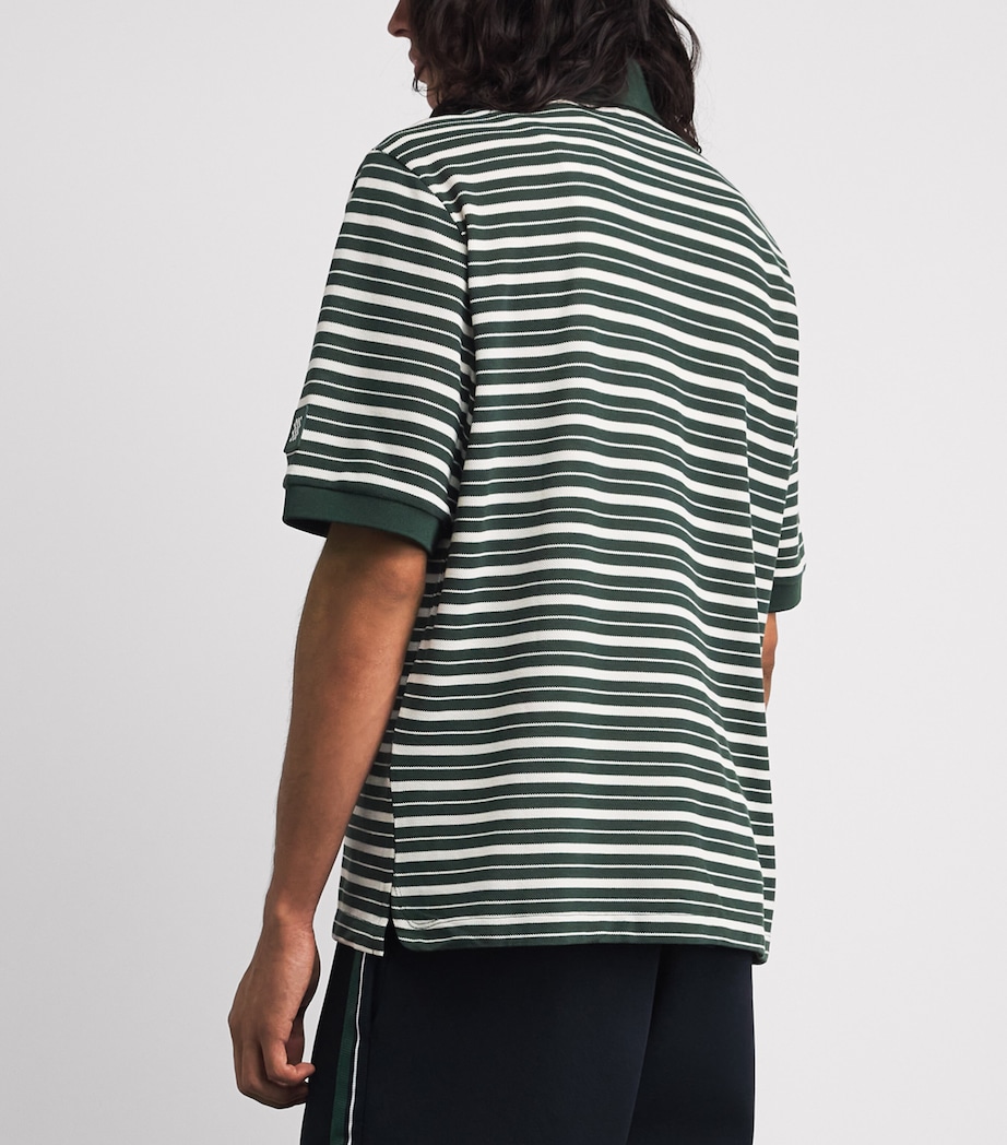 Manors Mens Piqué Stripe GOAT Polo Shirt Pine Green Image 5