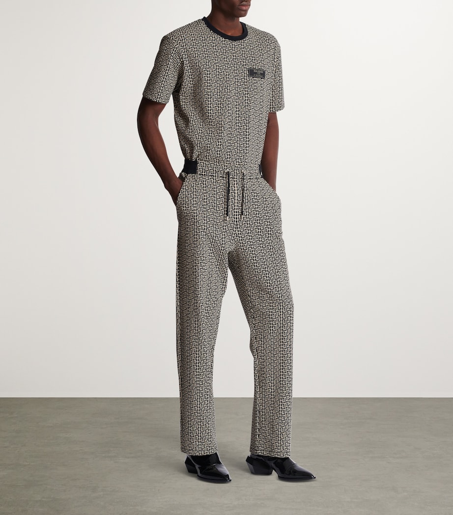 Balmain Mens Jacquard PB Labyrinth Sweatpants Gfe Ivoire/noir Image 2