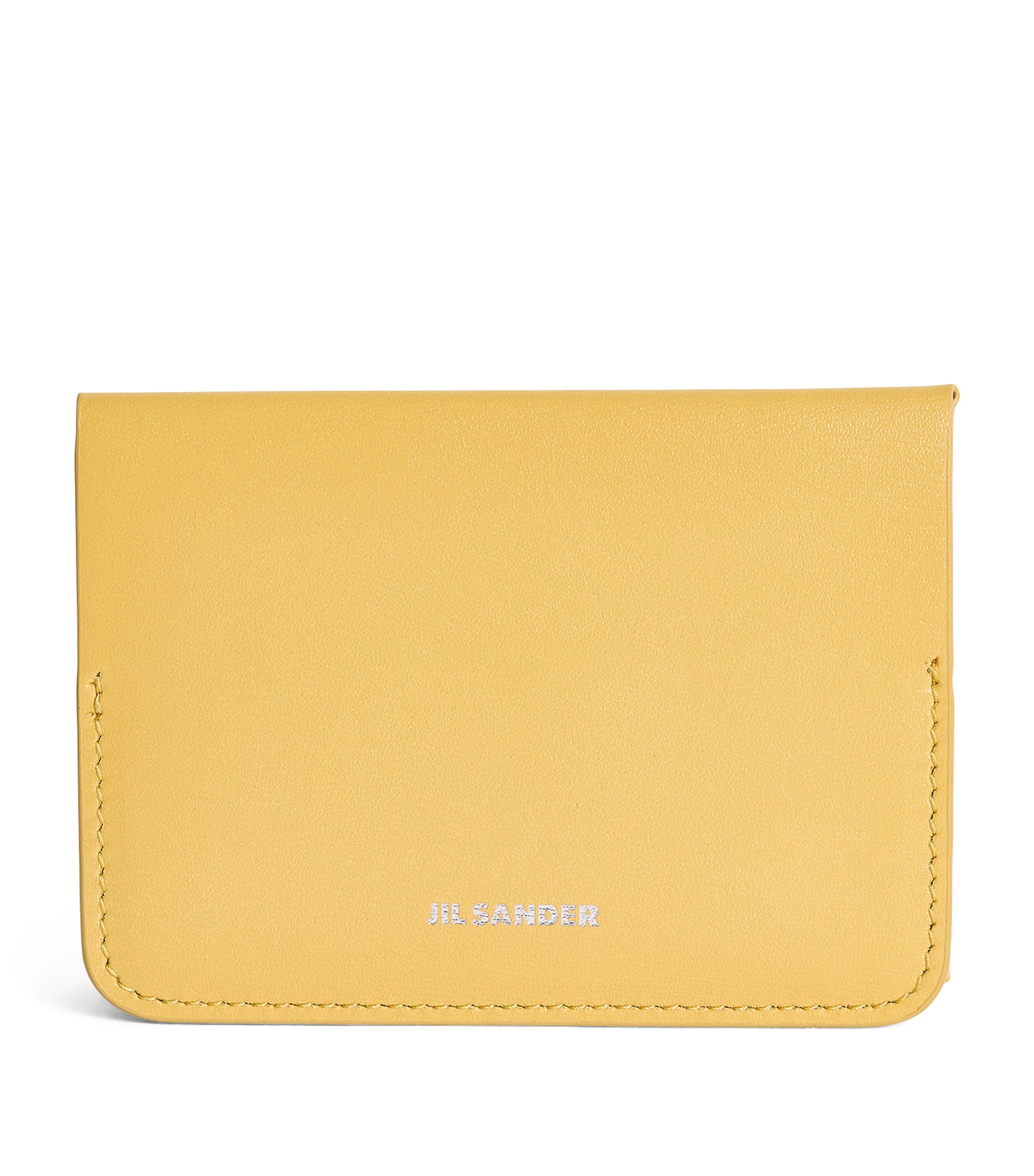 Shop Jil Sander Leather Folded Card Holder In Yellow