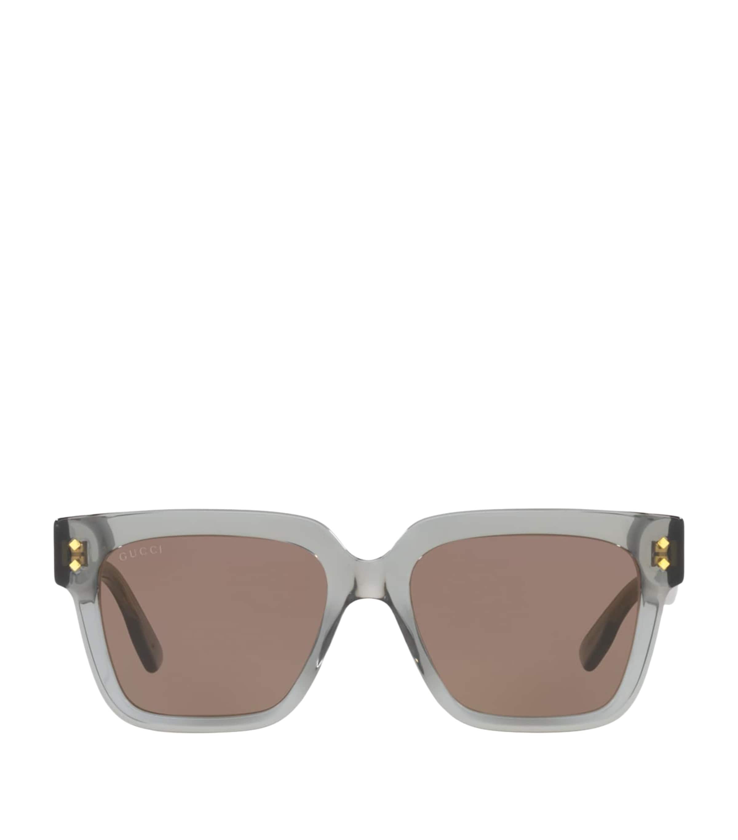 Gucci Nouvelle Vague Rectangular Stripe Acetate Sunglasses Grey-grey-brown In Grey