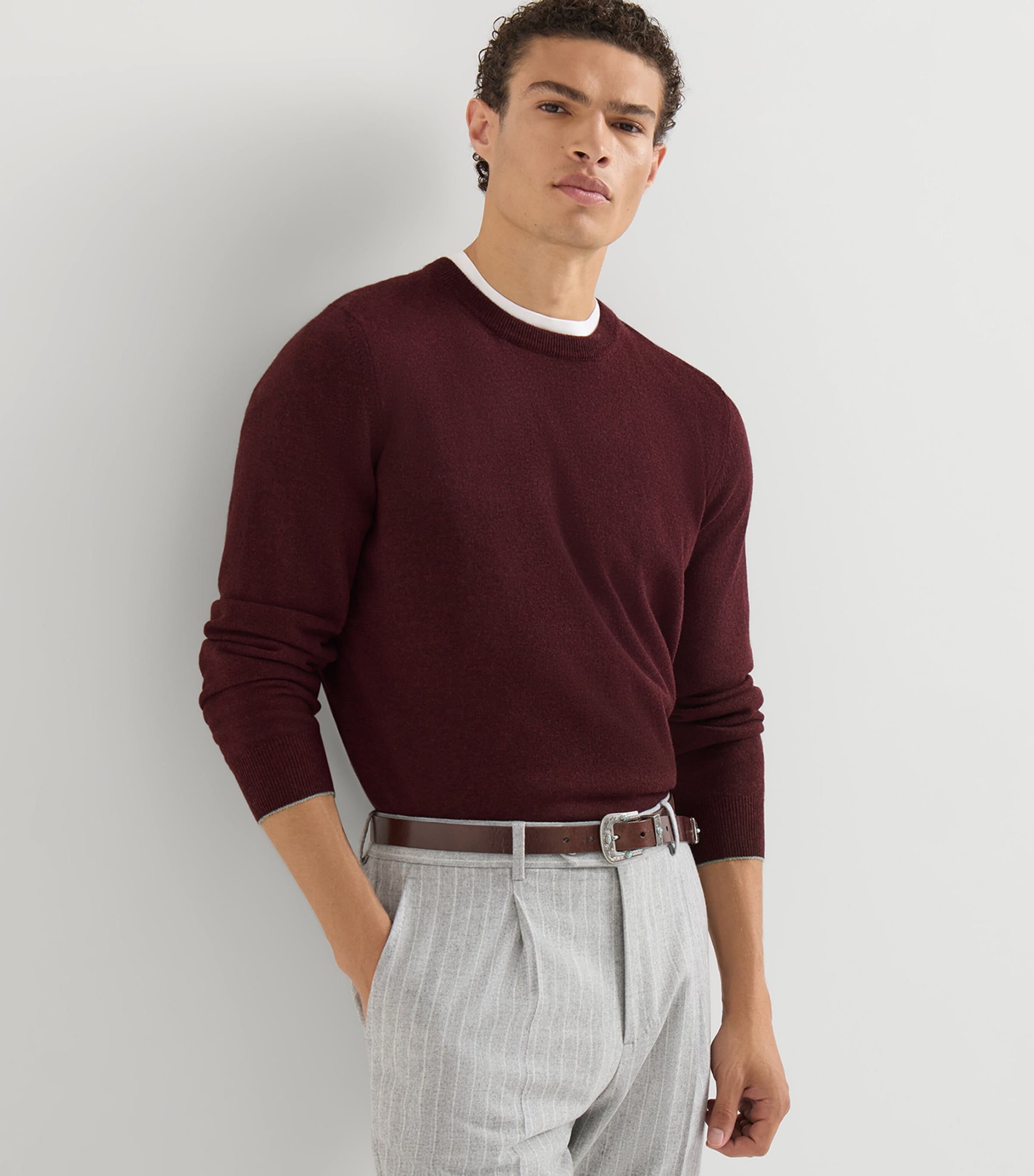 Brunello Cucinelli Mens Cashmere Crew-Neck Sweater Image 4