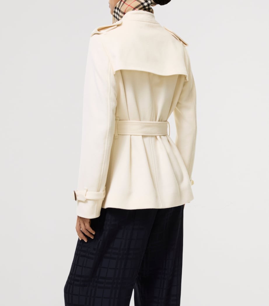 Burberry Womens Cashmere Kensington Trench Jacket Ivory White Image 5